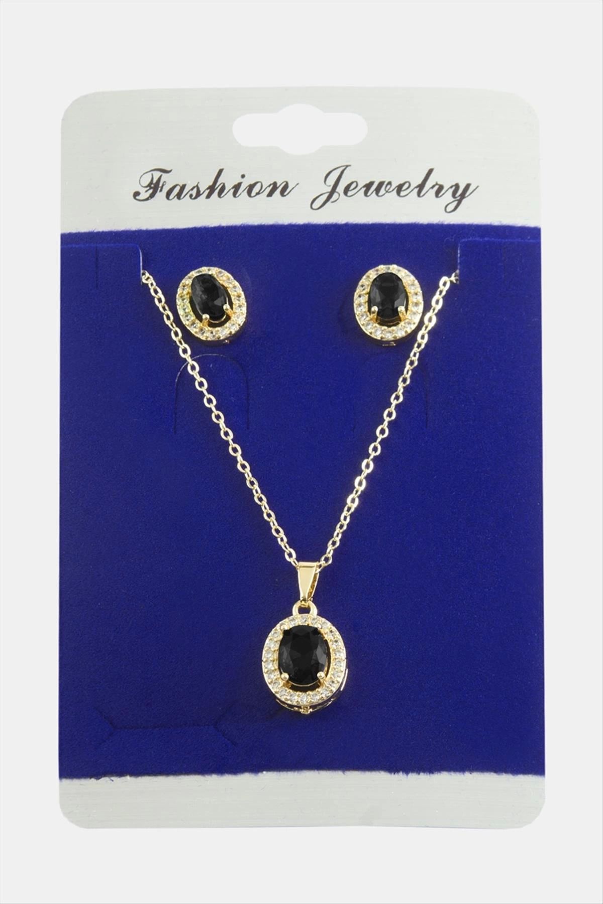 Heez Oval Zirkon Taşlı Set Kolye