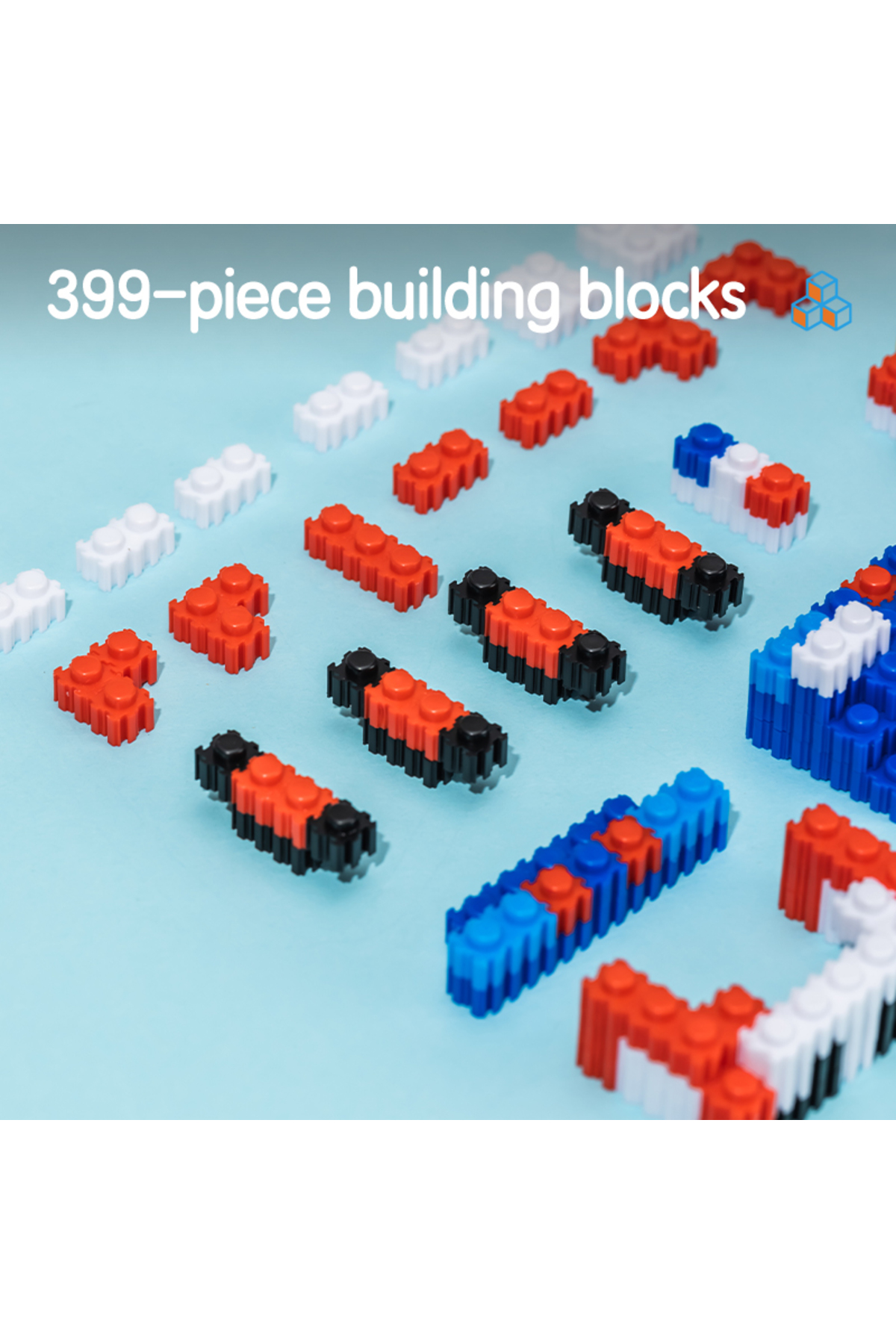 EH736 بلوکهای ساختمانی ۳۹۹ تکه، بستهٔ کمکی – ایدهآل برای بازی خلاقانهٔ ساختوساز در حوزهٔ STEM