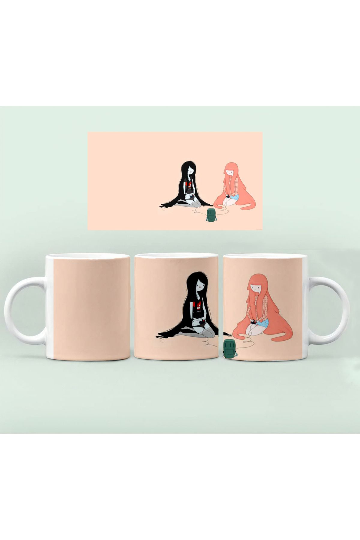 GünayStore Adventure Time - Marceline - Bubblegum- BMO - Jeke- Finn Kupası Bardak Kahve Çay Fincanı