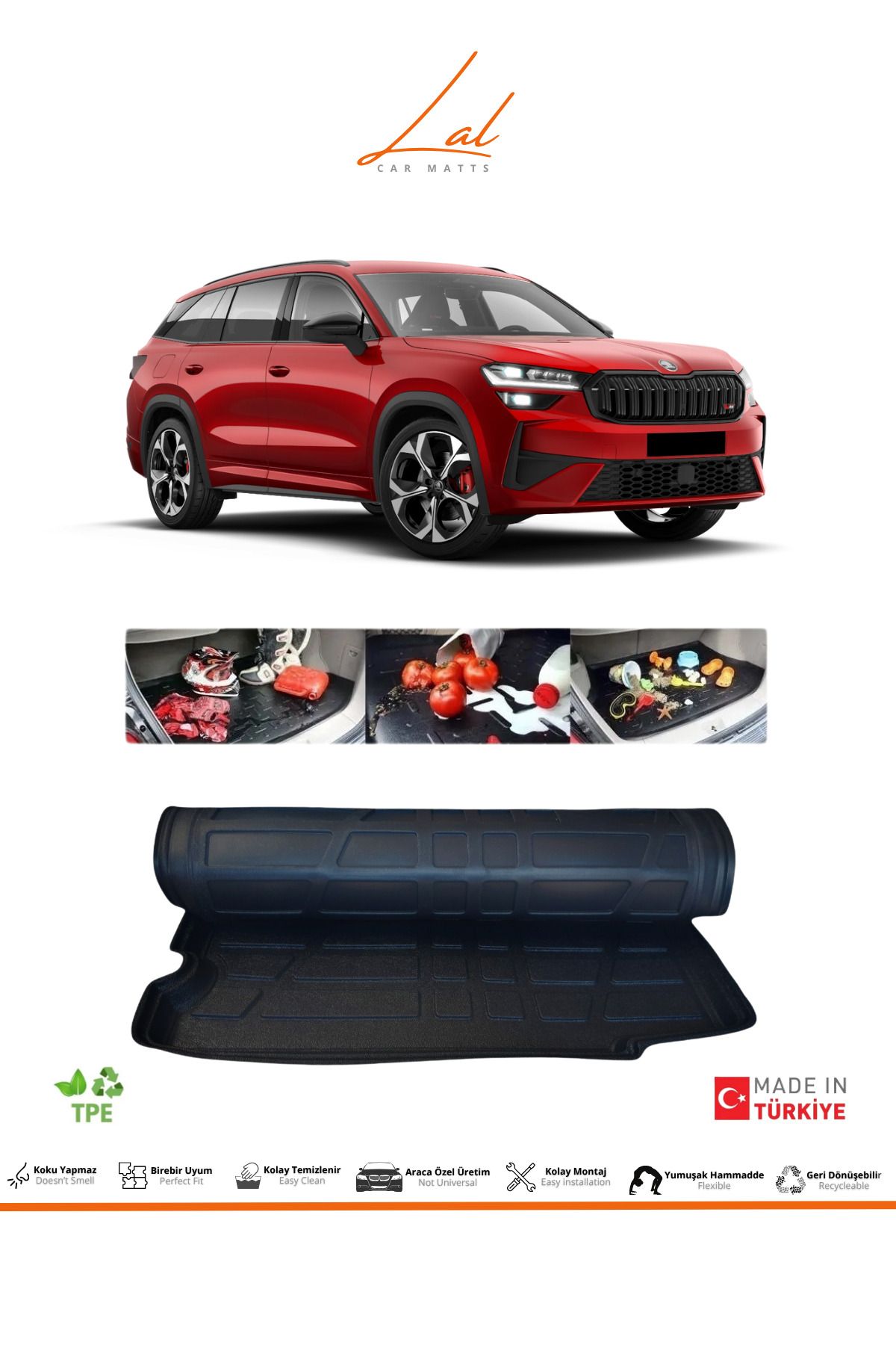 Lal Skoda Kodiaq Üst Kademe 3D Bagaj Havuzu (2024 ve sonrası uyumlu)
