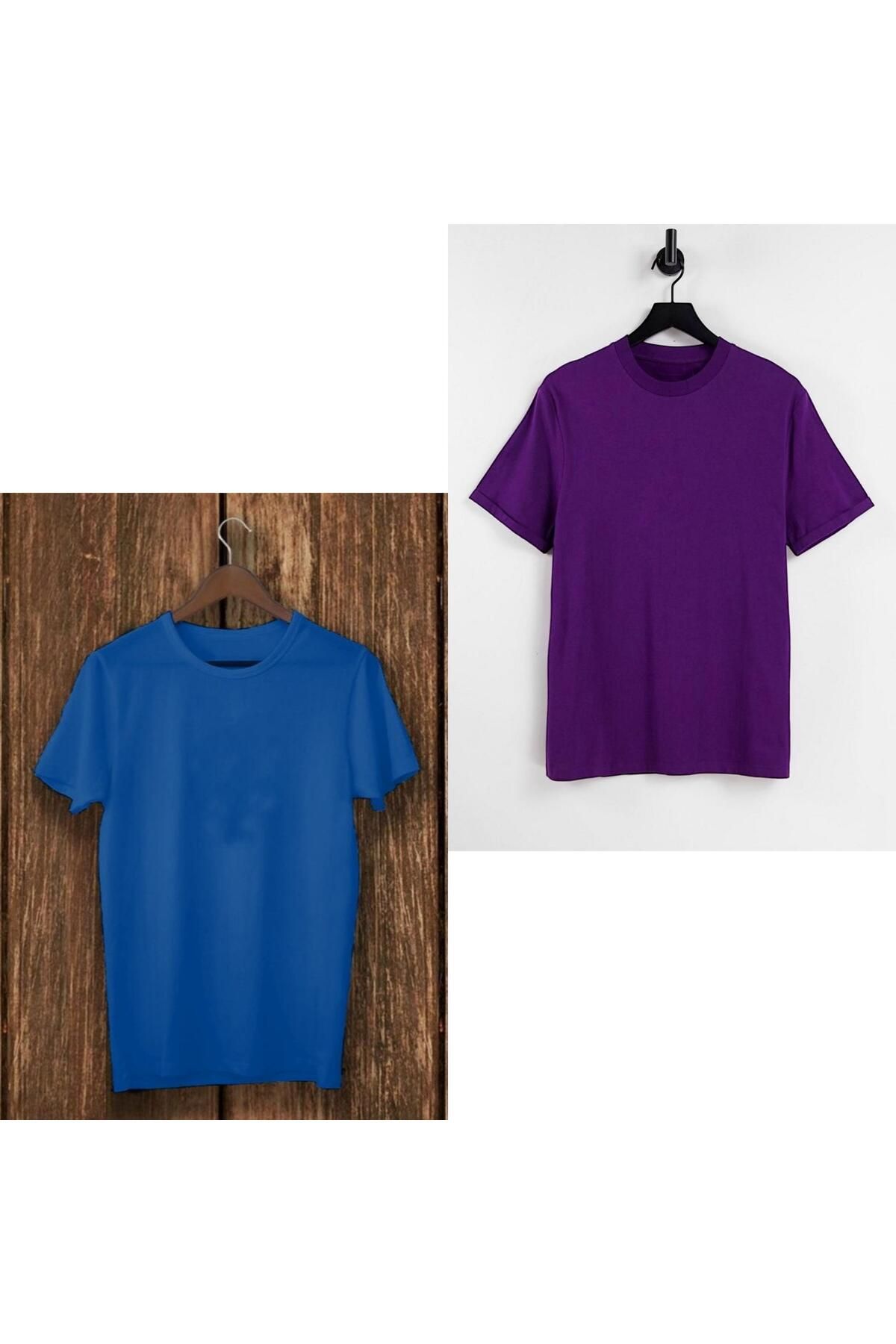 JustBS 2'li Paket Mavi / Mor T-Shirt