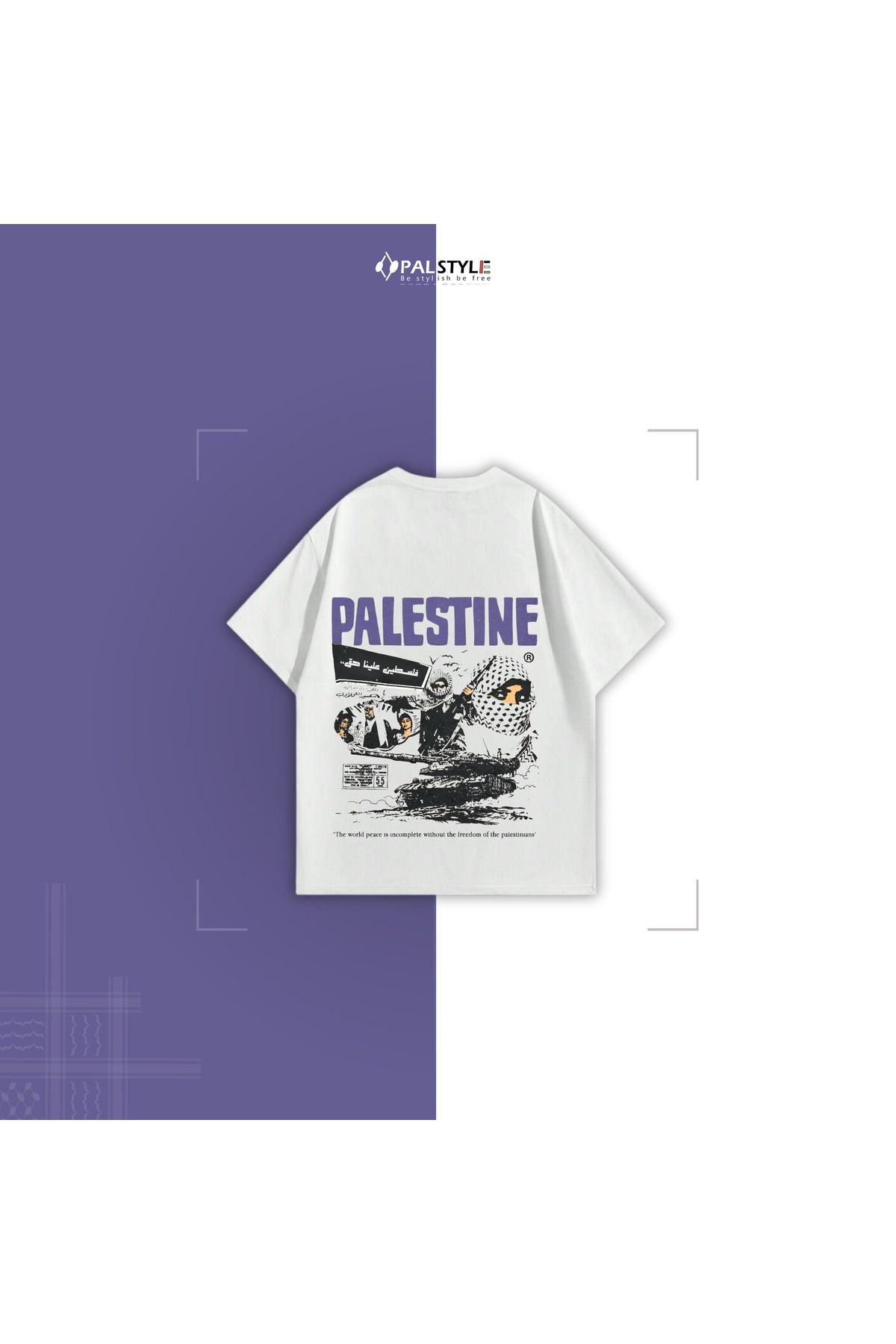 PALSTYLE PALSTYLE48 ERKEk PAMUKLU BASKILI PALESTINE Yine KISA KOLLU TSHIRT OVERSİZE BÜYÜK BEDEN