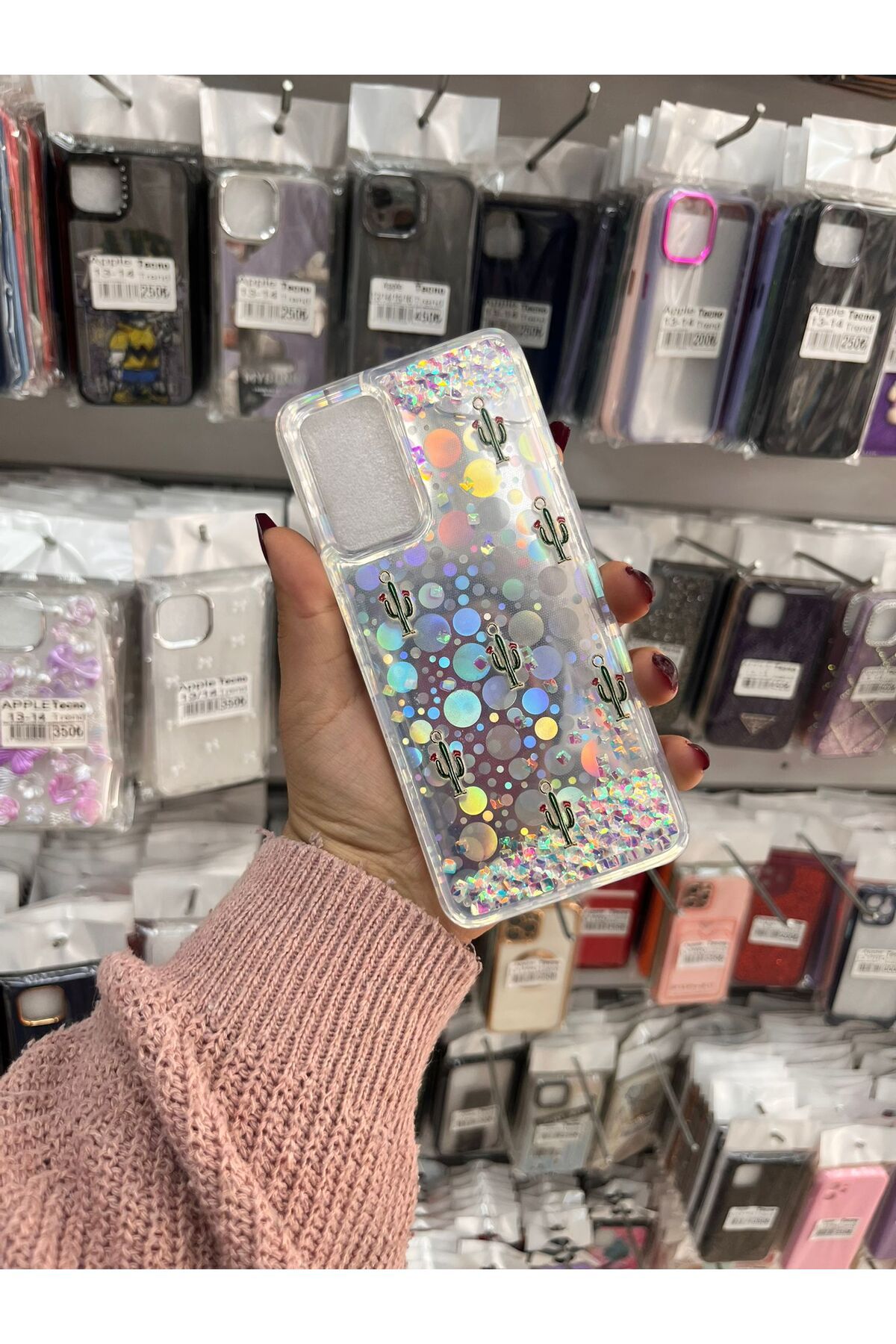 TECNOTREND Galaxy A55 / A53S Uyumlu sıvı parıltılı Hologramlı şeffaf silikon kılıf