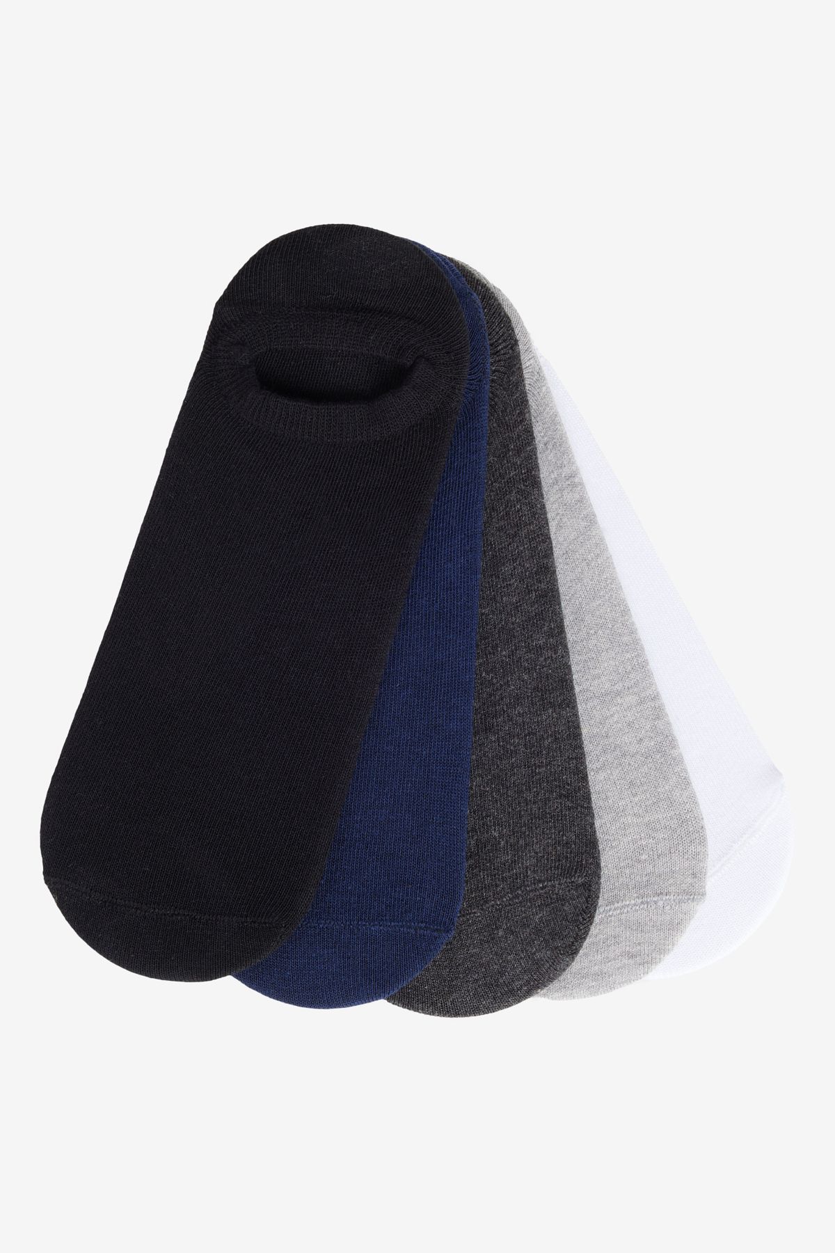 AC&Co / Altınyıldız Classics Erkek Siyah-Lacivert-Gri Pamuklu 5'li Paket Esnek Sneaker Çorap