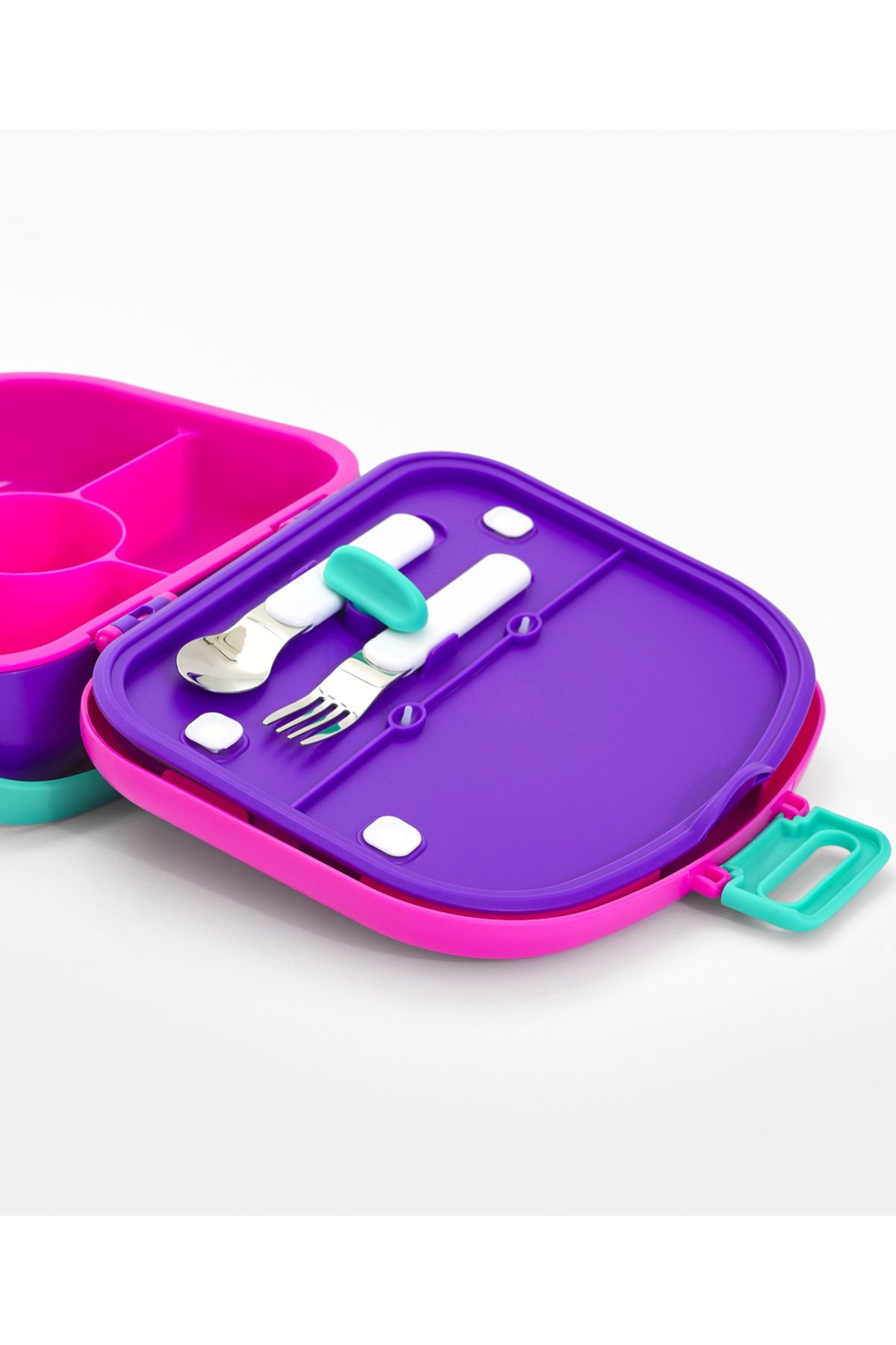 Bonfino-Bonfino Lunch Box, Leak-Resistant, Multi-Material Build, Durable, 1300 mL- Pink and Purple 8