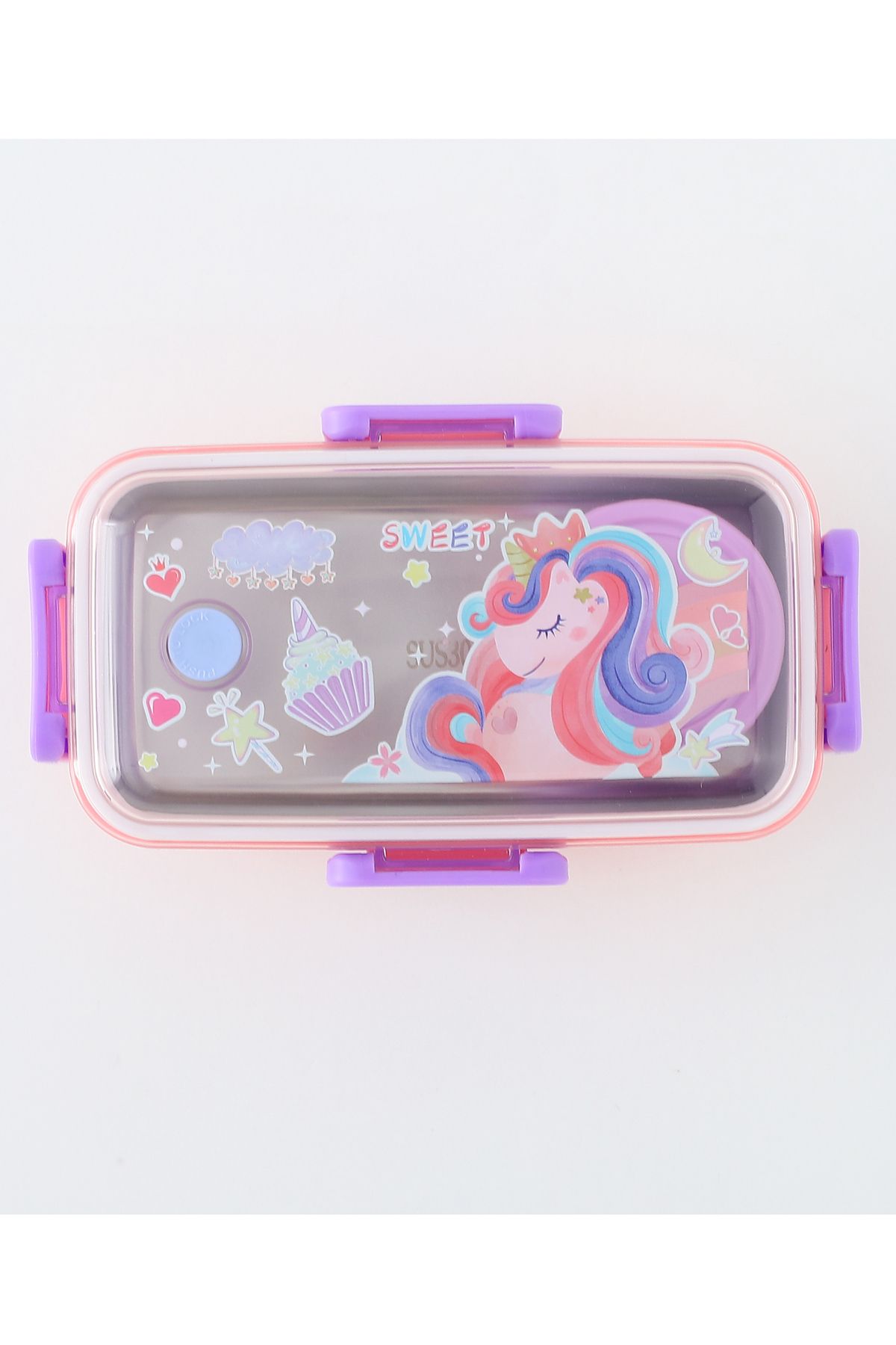 Fab N Funky-Unicorn Themed Lunchbox, Two Layers, Compact, Lightweight, 3 Years+, 18.5 x 10.8 x 11.1 cm - Pink 8