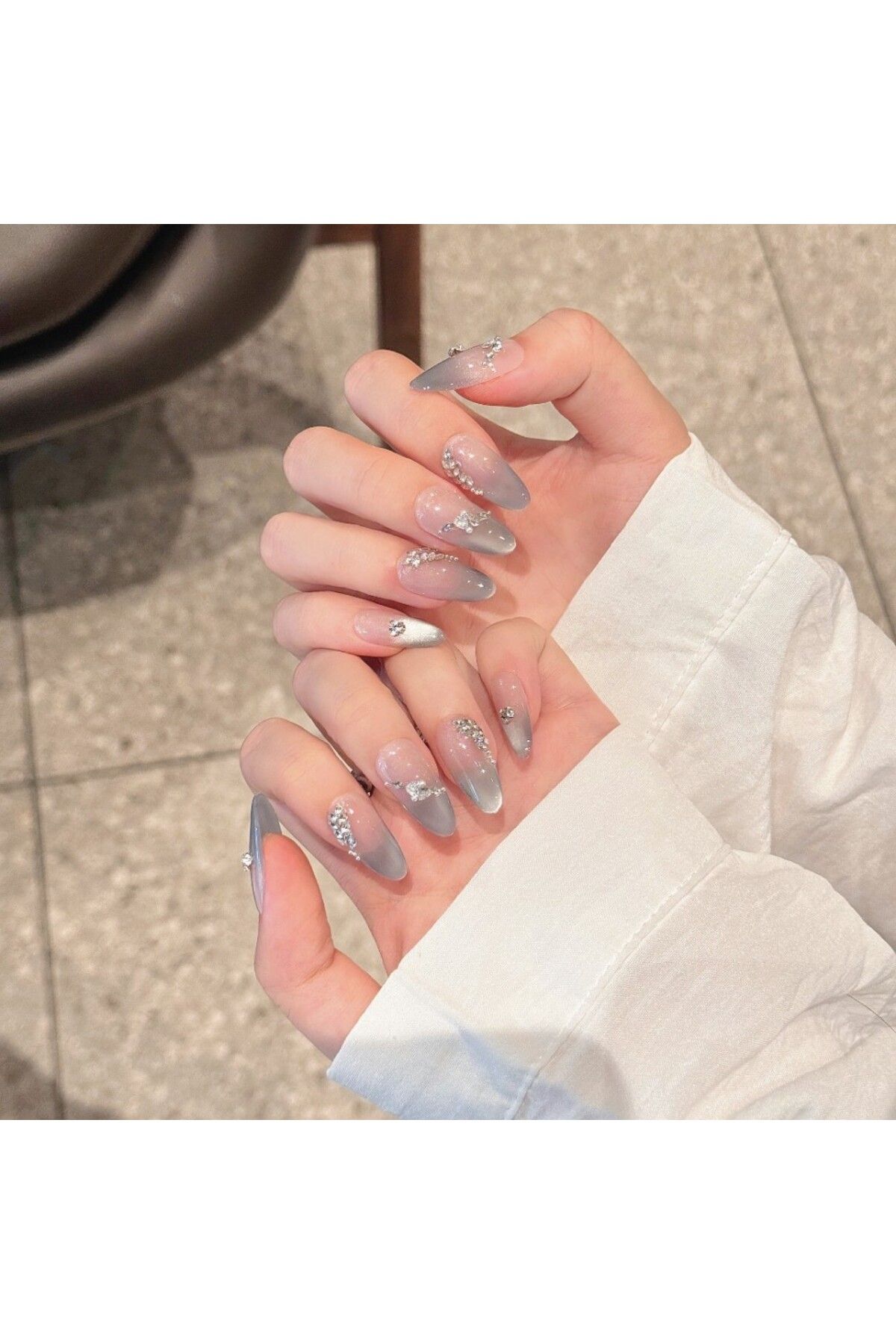 Takma Takma Tekrar Kullanılabilir El Yapımı Protez Takma Tırnak TT1125 - Dreamy Stones - 10'lu M-Pembe