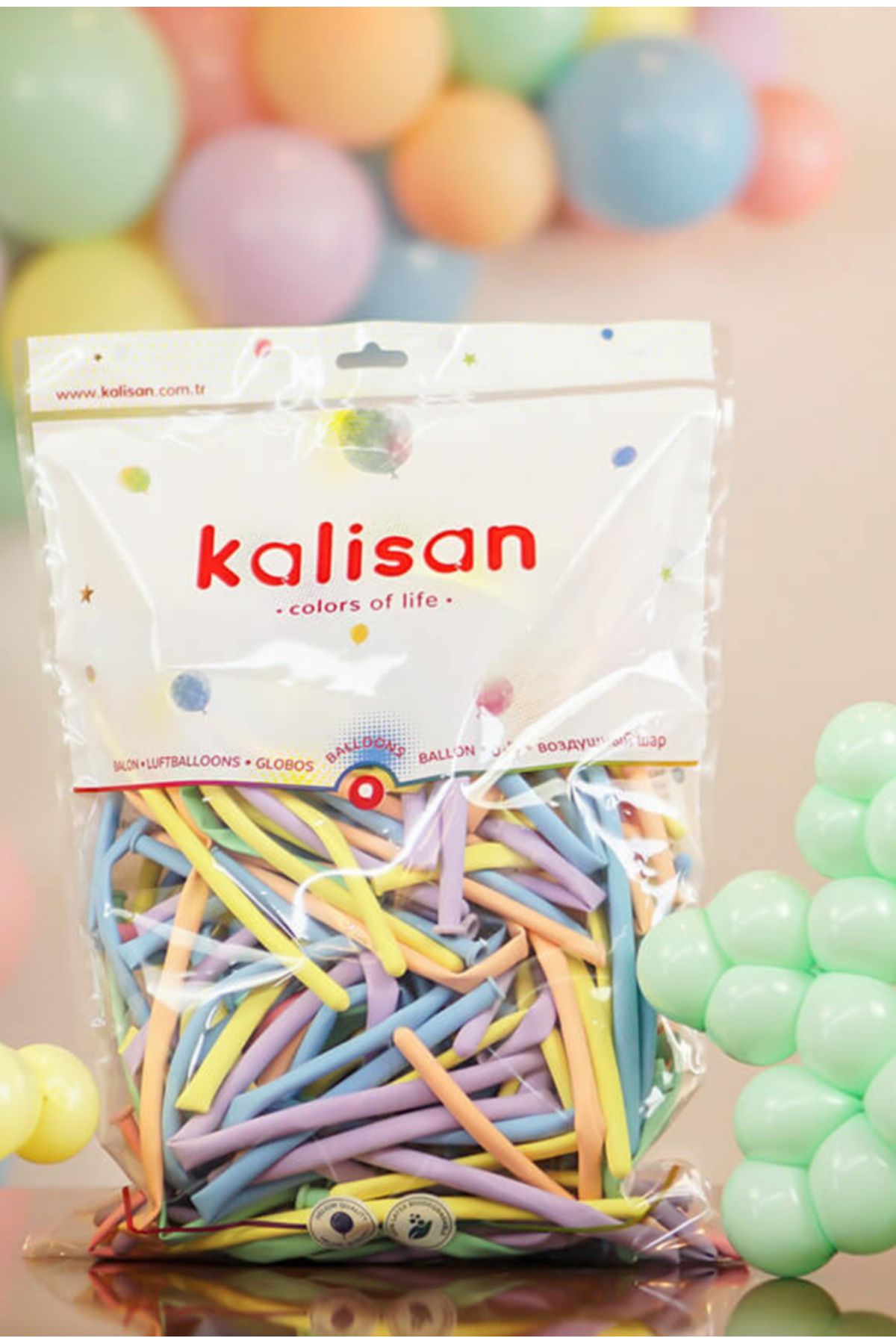 Çemrek Süs Parti Kalisan Makaron Renk Sosis Balon 100 lü Paket