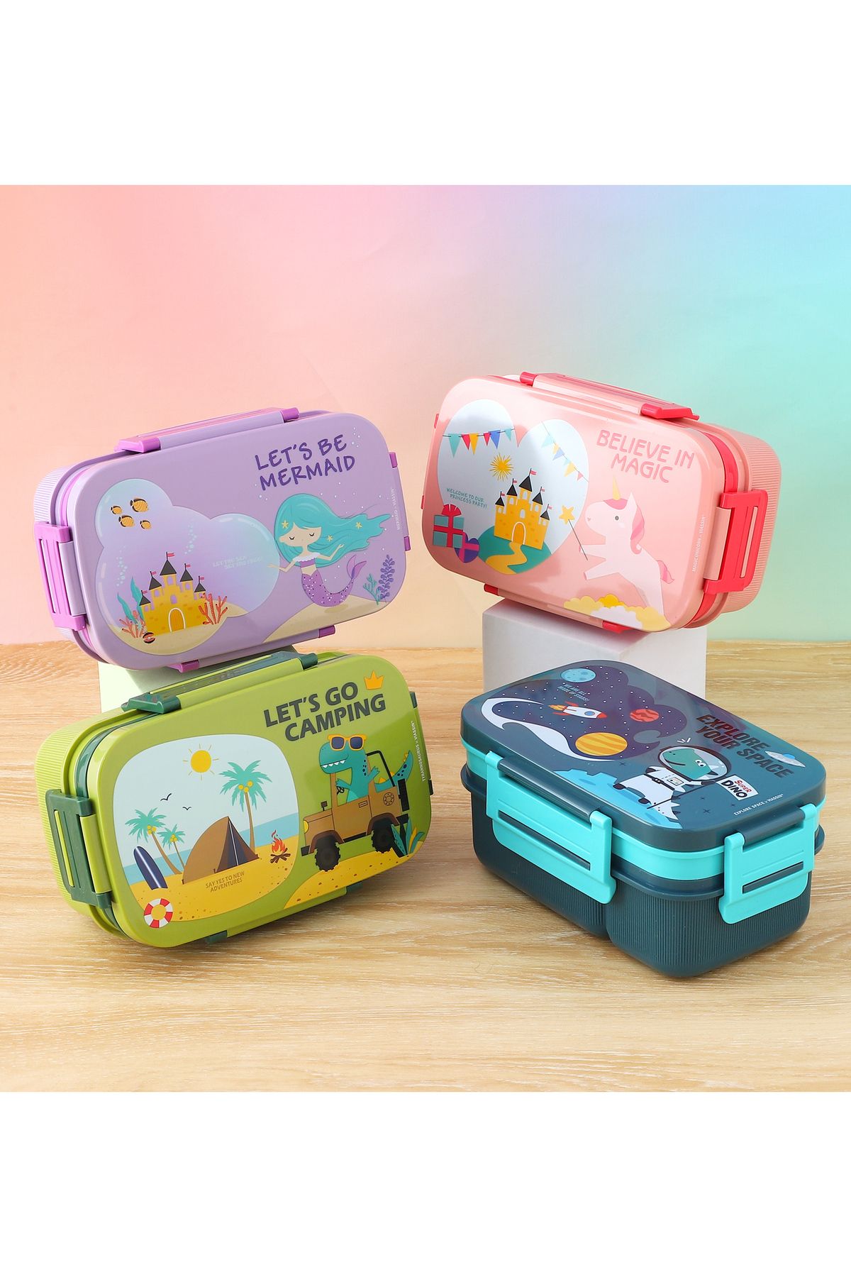 Fab N Funky-Unicorn Themed Lunch Box, Durable, Compact, Easy to Use, 3 Years+, 21.8 x 14 x 10.5 cm - Pink 5