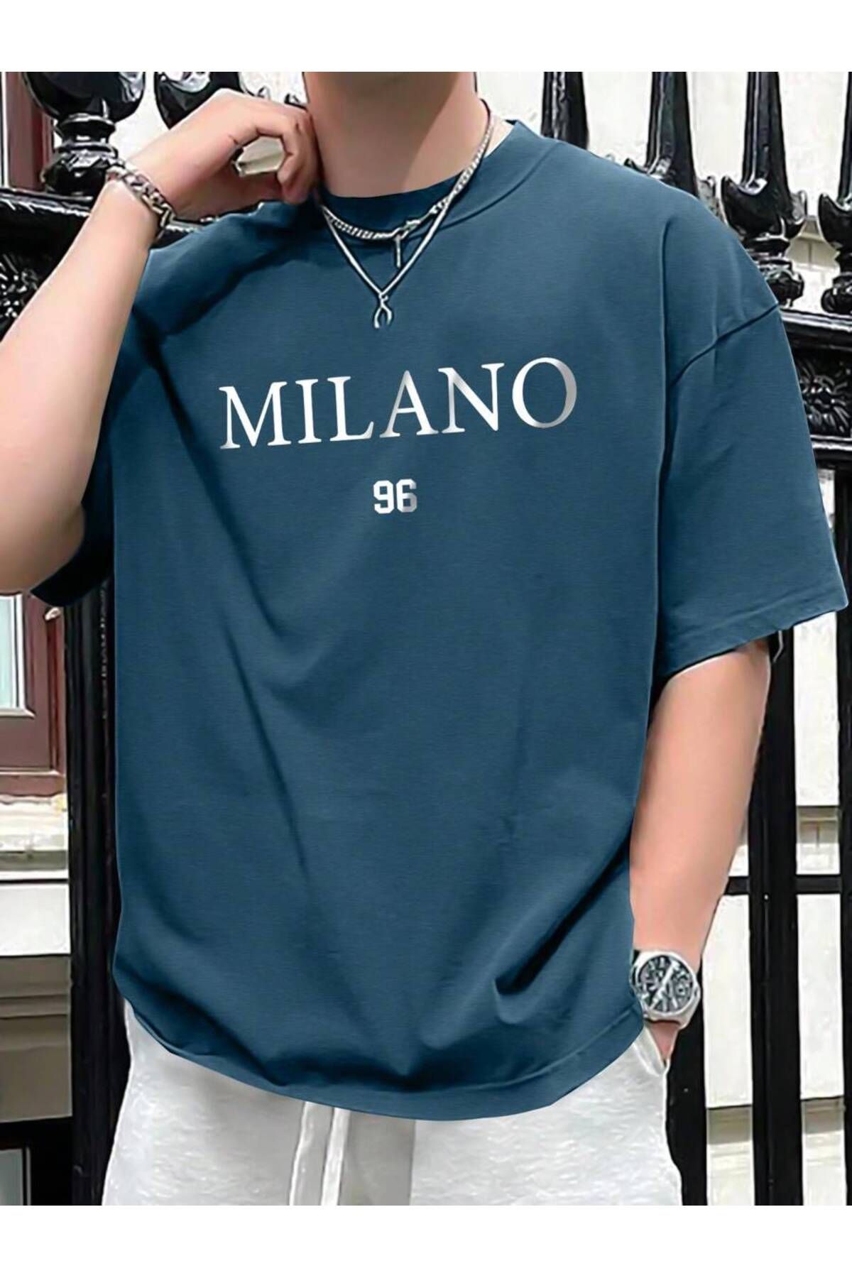 MOONBULL Erkek Milano 96 Baskılı Oversize T-shirt