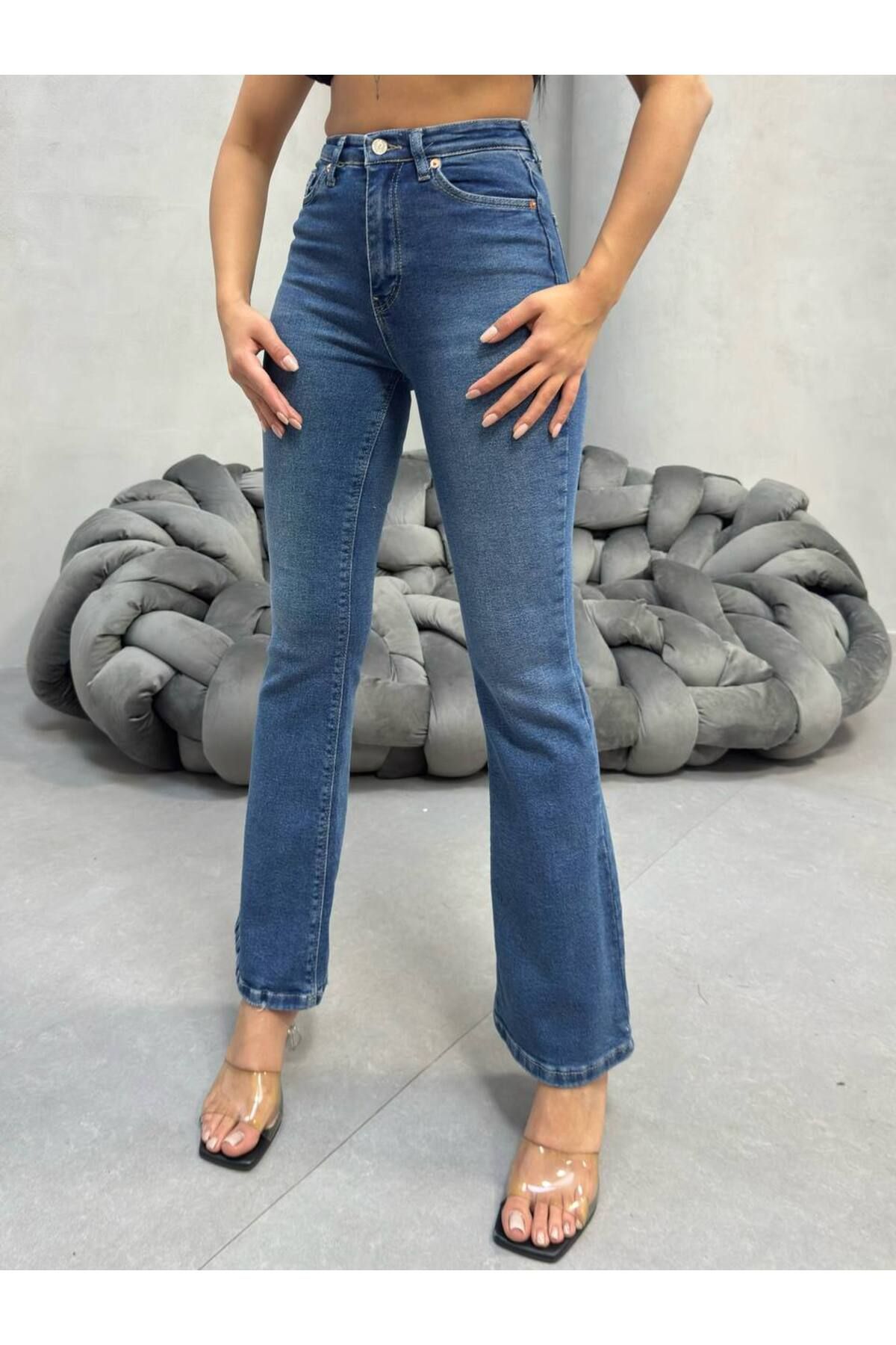 Miele Woman Kadın Yüksek Bel İspanyol Full Likra Esnek Jeans