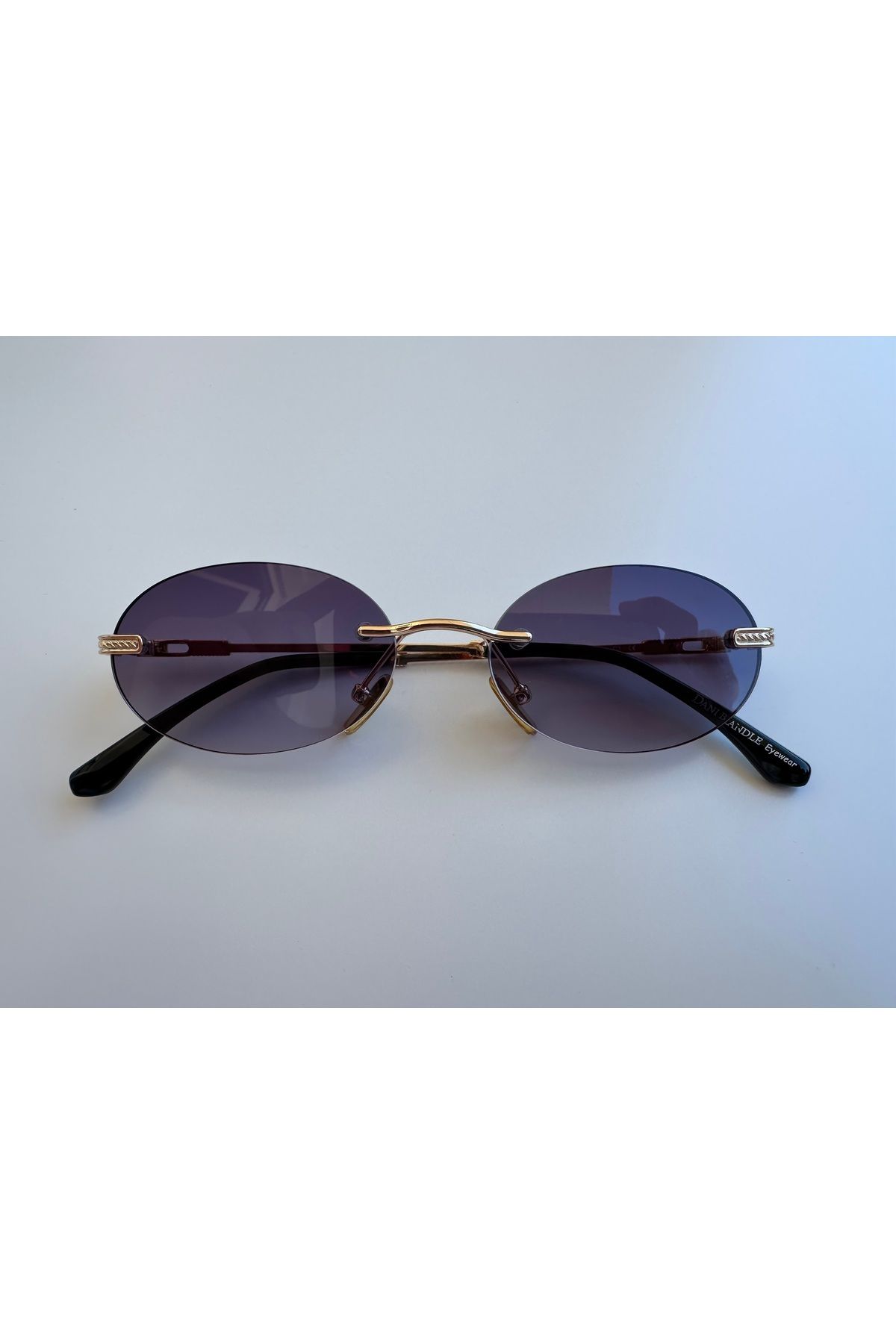 shop Gold Çerçeveli Elips Güneş Gözlüğü – Füme Degrade Cam | Unisex