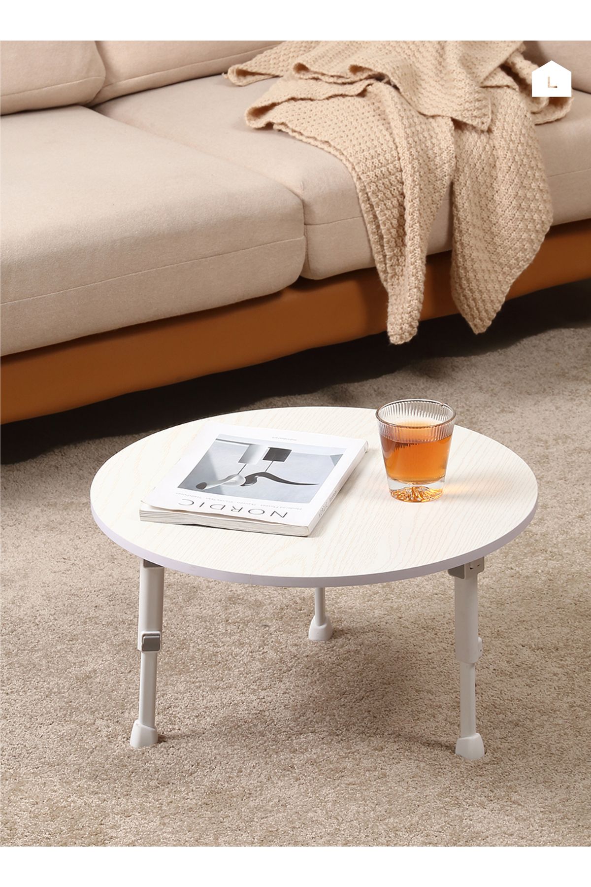 Lawazim-Round Foldable Table 50CM – Adjustable Height 27–36CM Small Portable Space-Saving Desk 6