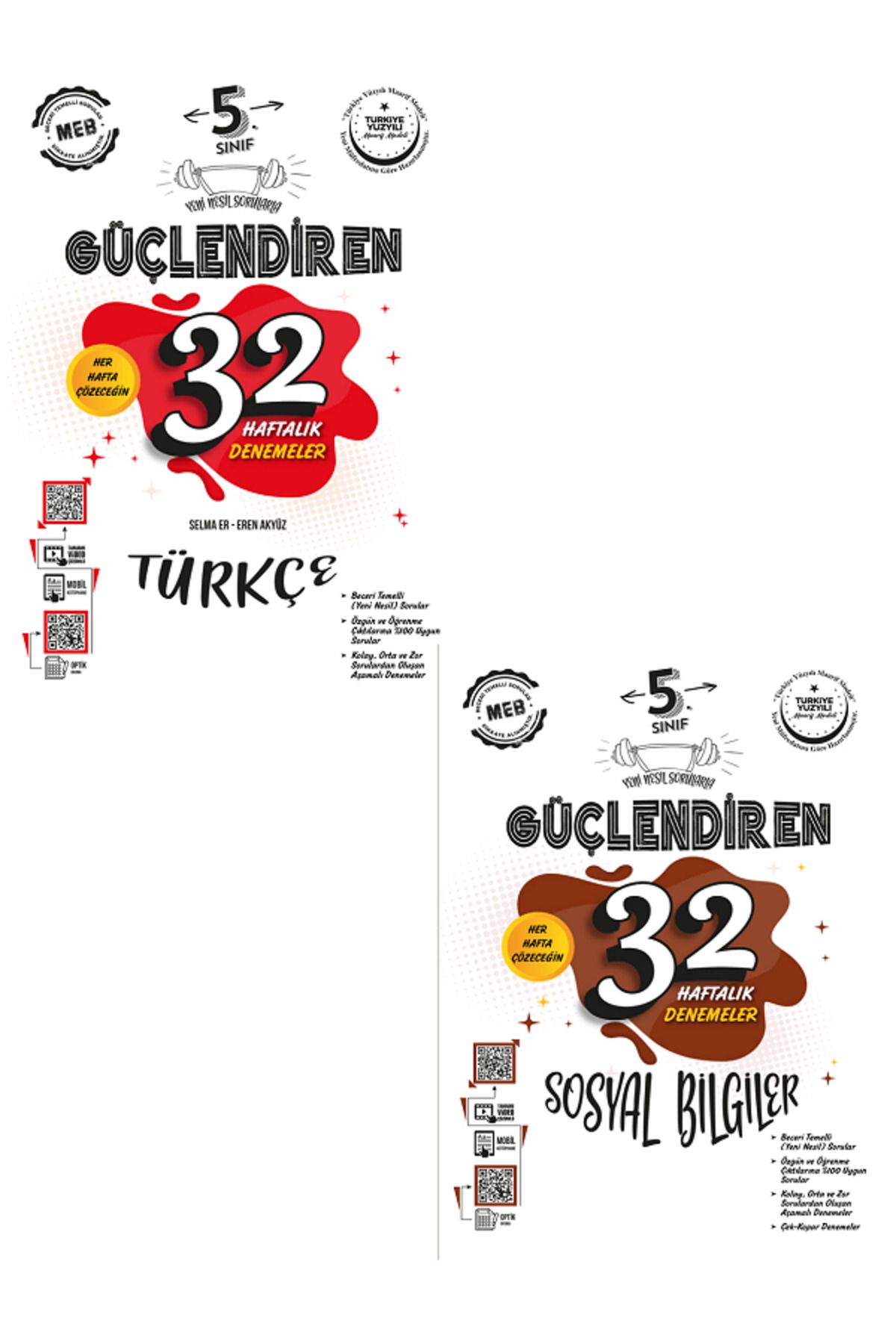 Evrensel İletişim Yayınları 5.Sınıf Ankara Güçlendiren Türkçe + Sosyal Bilgiler 32 Haftalık Denemeler / 2 KİTAP / YENİ