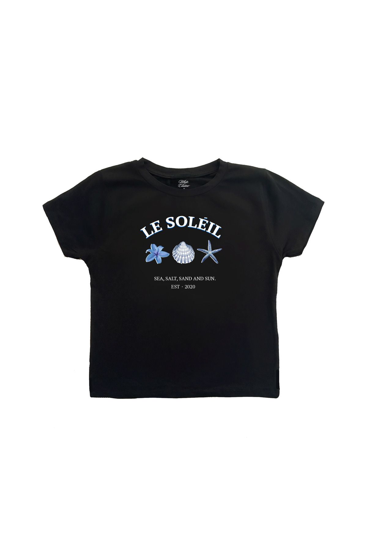 WHITE OF CREATIVE Le Soleil Baby Tee Crop Top