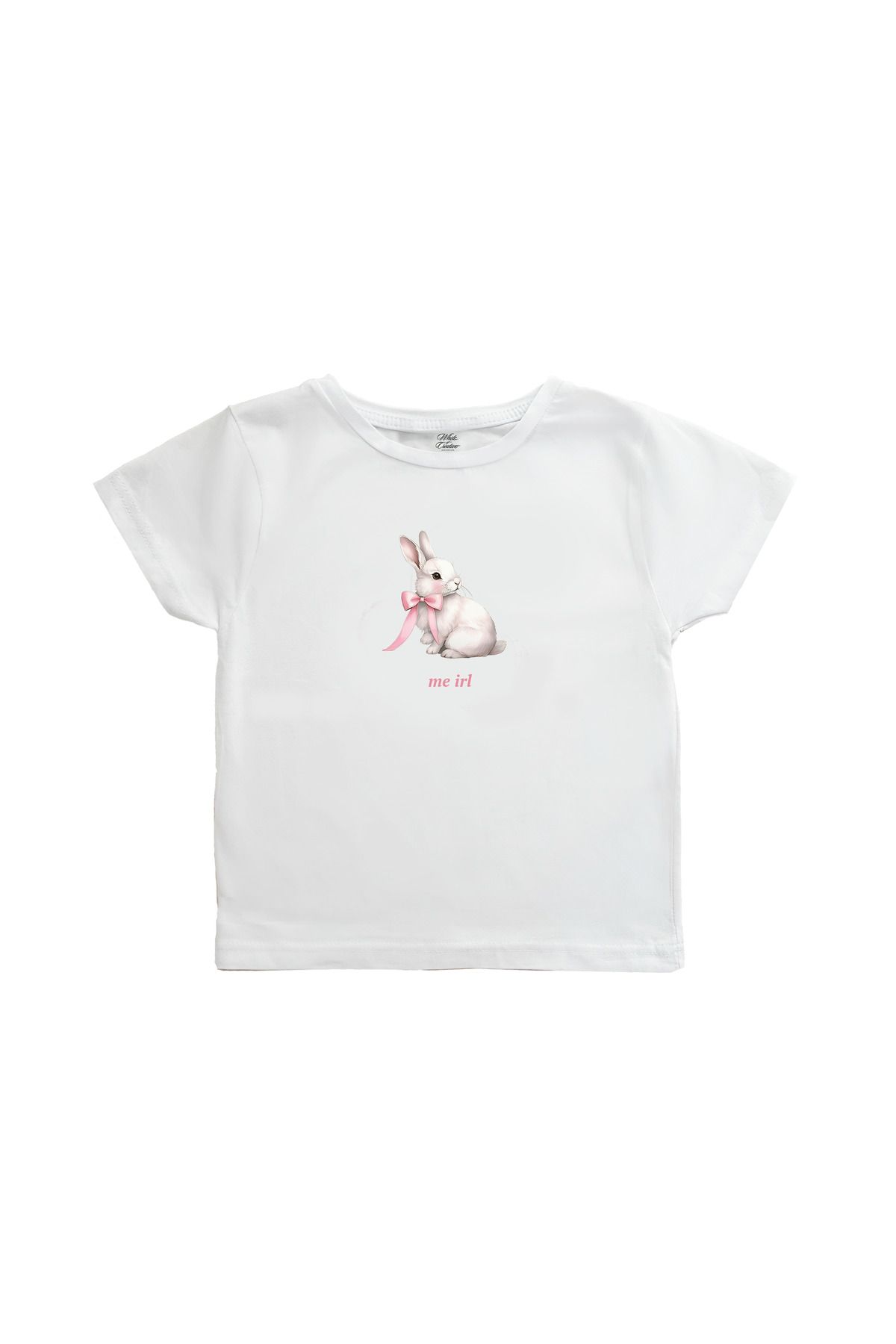 WHITE OF CREATIVE Bunnies Baby Tee Crop Top