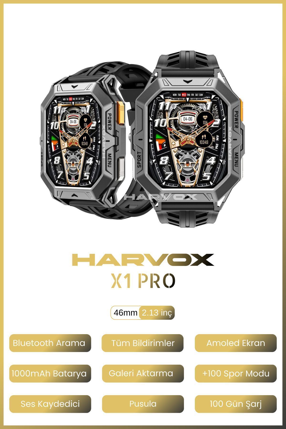 Merylin Harvox Watch X1 Pro Saat Iphone Ve Android Tüm Telefonlara Uyumlu 100Gün Sarj Süreli Akıllı SAAT