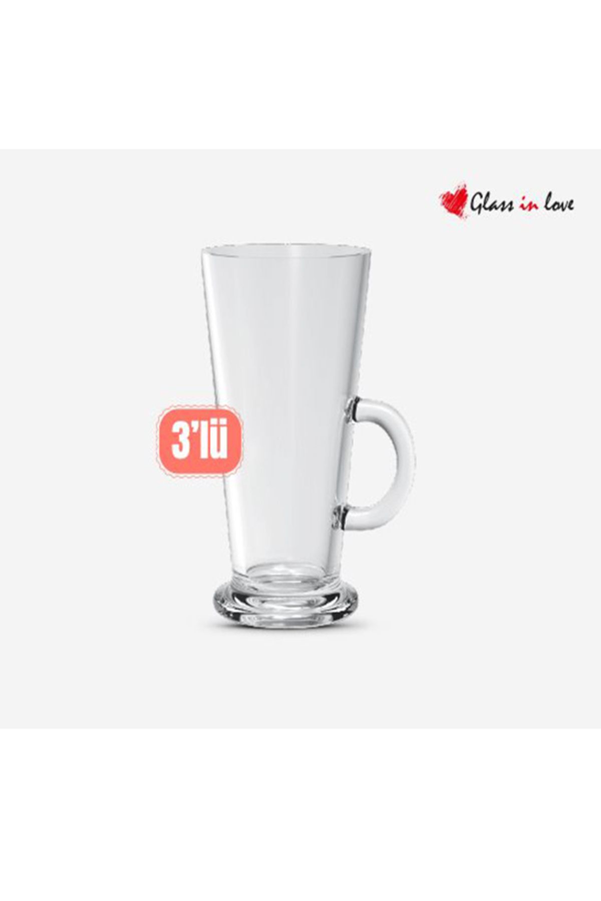 Glass in Love 3'lü Cam Latte Bardağı 310 CC