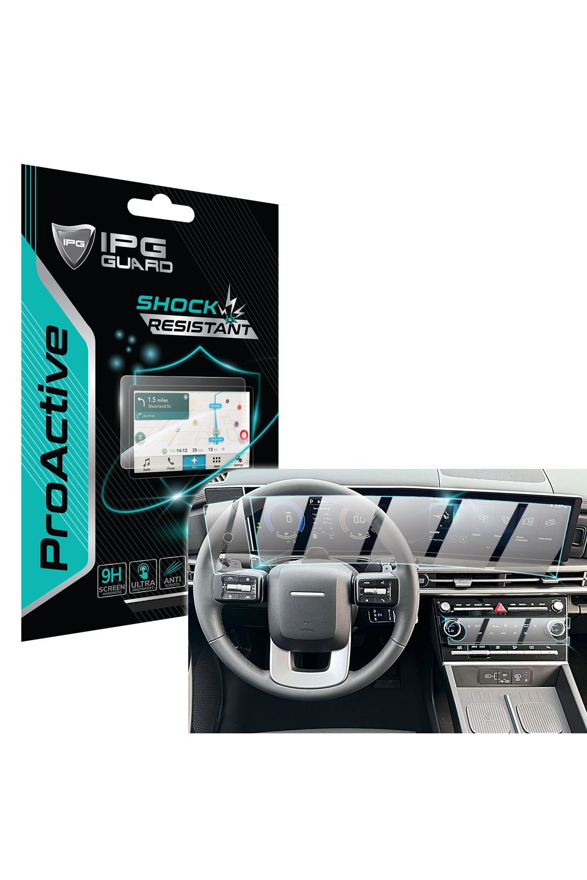 Ipg Hyundai '25 Santa FE 12.3" Navi + Gösterge için 9H Nano IPG ProActive Ekran Koruyucu