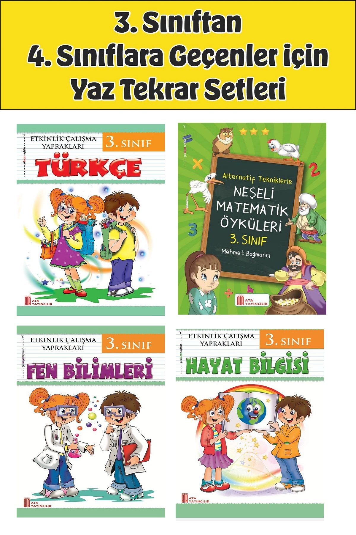 Ata Yayıncılık 3.Sınıftan 4.Sınıfa Geçenler İçin Yaz Tekrar Setleri 1