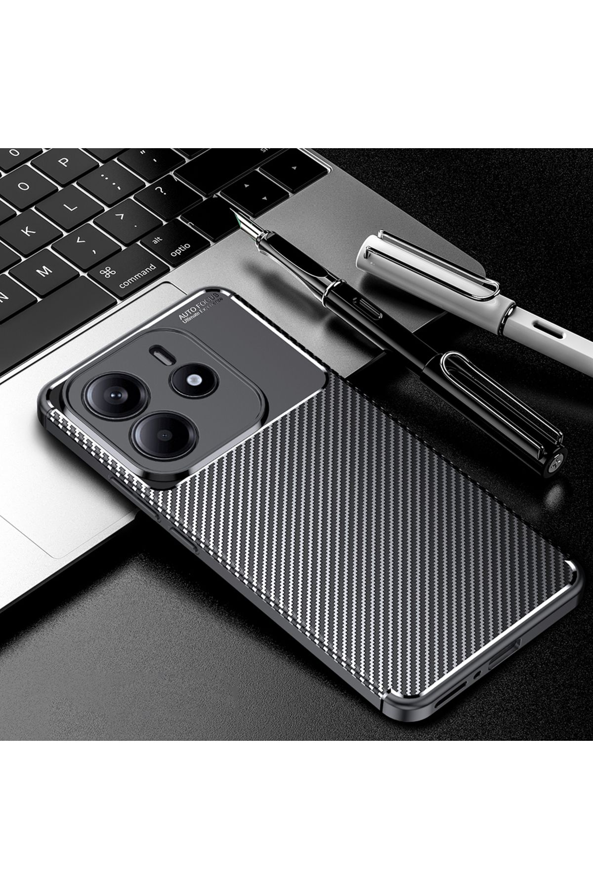 GRABONO Xiaomi Redmi Note 14 5G Kılıf Karbon Fiber Görünümlü Ultra İnce Premium Carbon Case