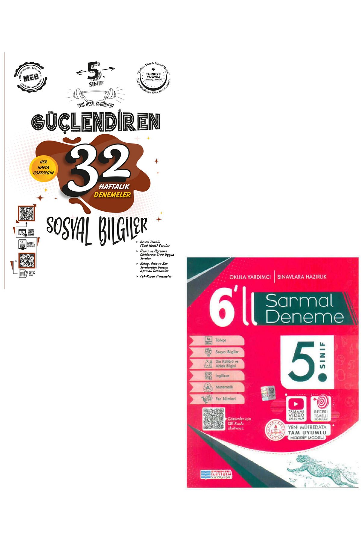 Evrensel İletişim Yayınları 5.Sınıf Ankara Güçlendiren Sosyal Bilgiler 32 Haftalık Denemeler + Evrensel 6'Lı Sarmal Denemeler