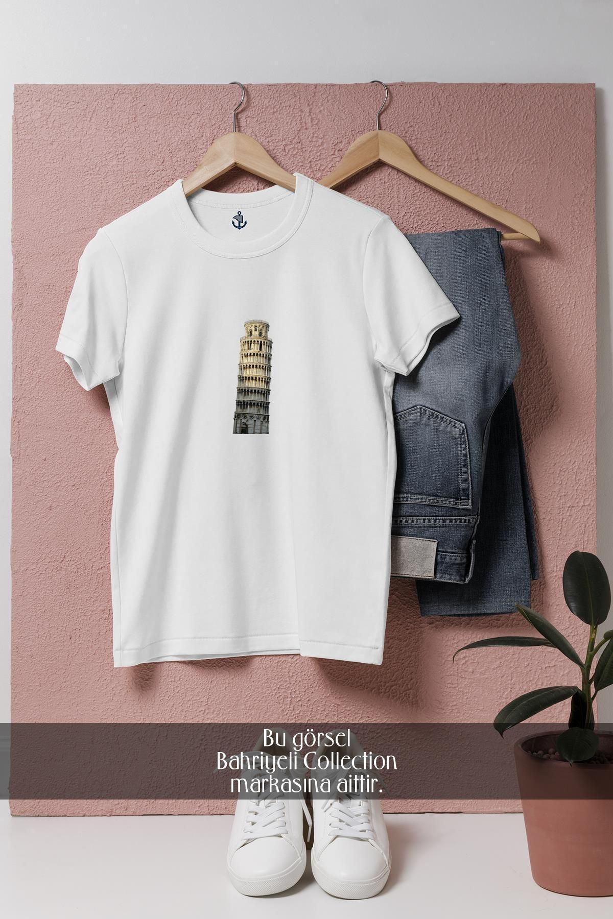 Bahriyeli Collection Oversize Pisa Kulesi İtalya Tasarımlı Unisex T-Shirt