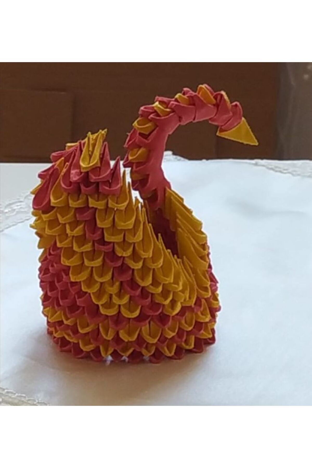 lokigami Origami, Bristol Paper, Kuğu, 9X7 cm, Sarı Kırmızı, Model: GS-66