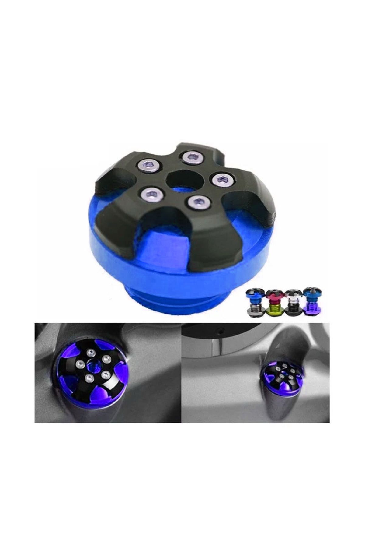 GOGOPREMİUM UNİVERSAL MOTOR YAĞ KONTROL KAPAĞI DEKORATİF MAVİ