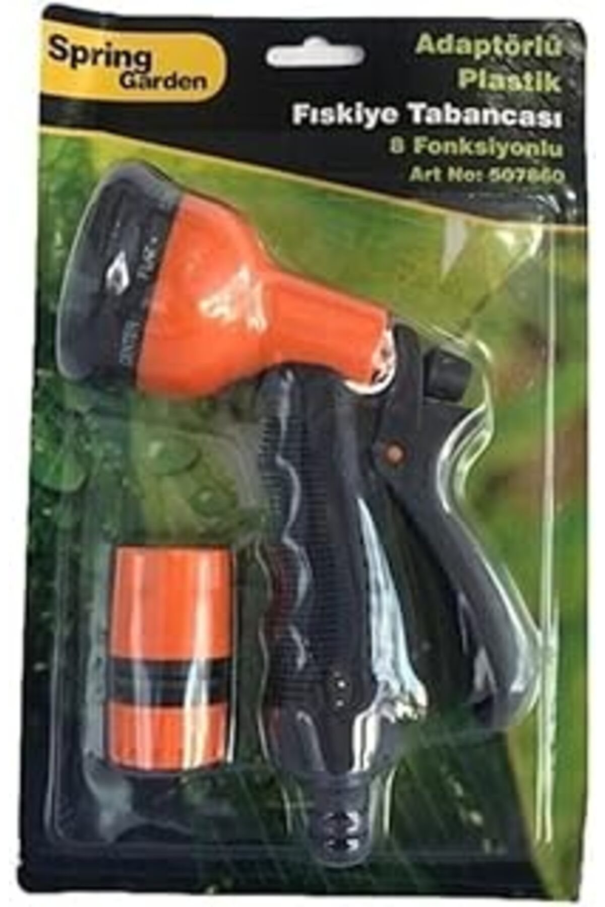 Pazarcan Spring Garden Adaptörlü Plastik Fıskiye Tabancası 8 Fonksiyonlu