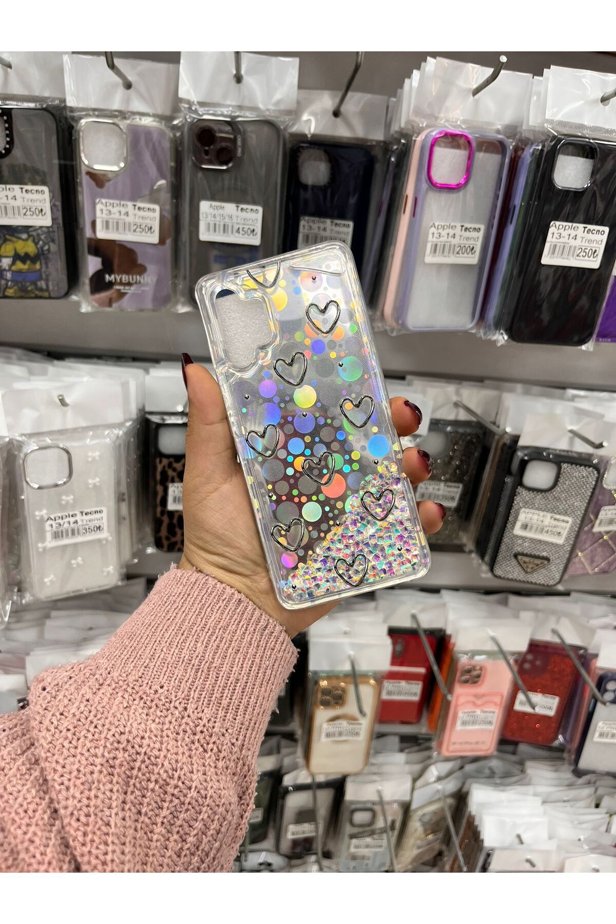 TECNOTREND Galaxy A32 4G sıvı parıltılı Hologramlı şeffaf silikon kılıf