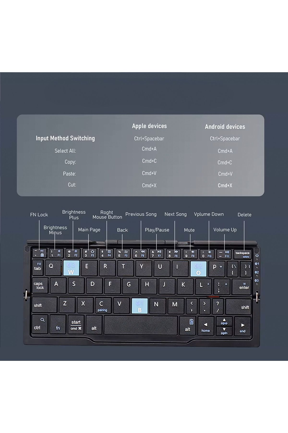 CYBERDUST-Foldable keyboard, CYBERDUST, Portable, Compact, Lightweight, Compatible with iOS and Android devices 5