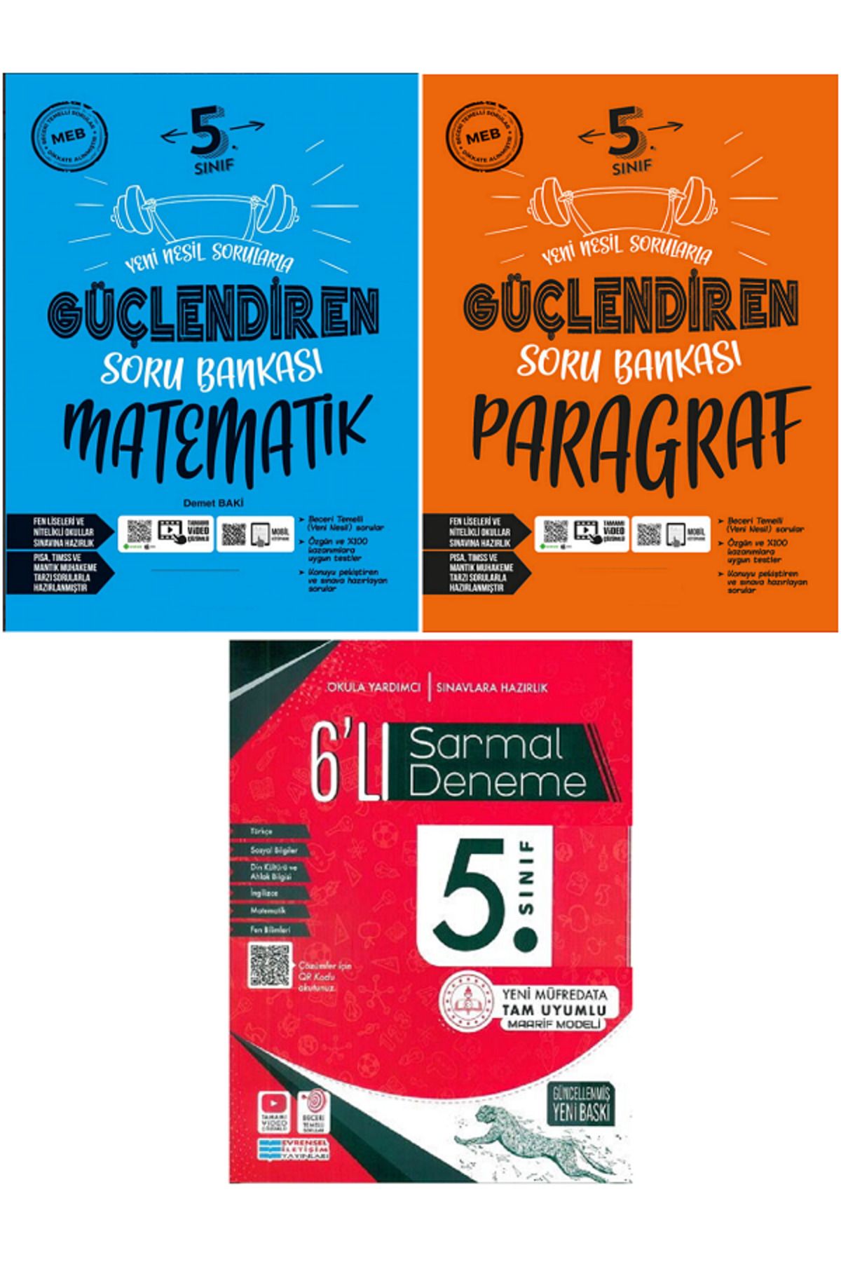 Evrensel İletişim Yayınları 5.Sınıf Ankara Güçlendiren Matematik + Paragraf Soru Bankası + Evrensel 6'Lı Sarmal Deneme / 3 KİTAP