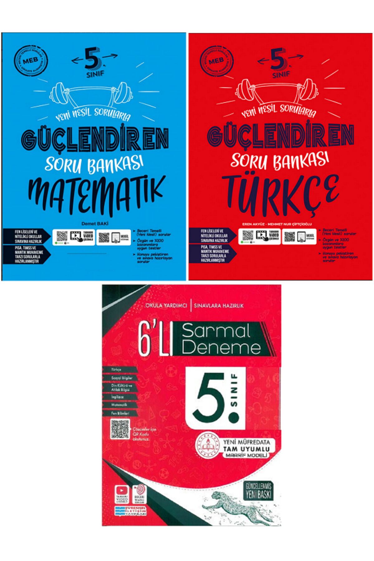 Evrensel İletişim Yayınları 5.Sınıf Ankara Güçlendiren Matematik + Türkçe Soru Bankası + Evrensel 6'Lı Sarmal Deneme / 3 KİTAP