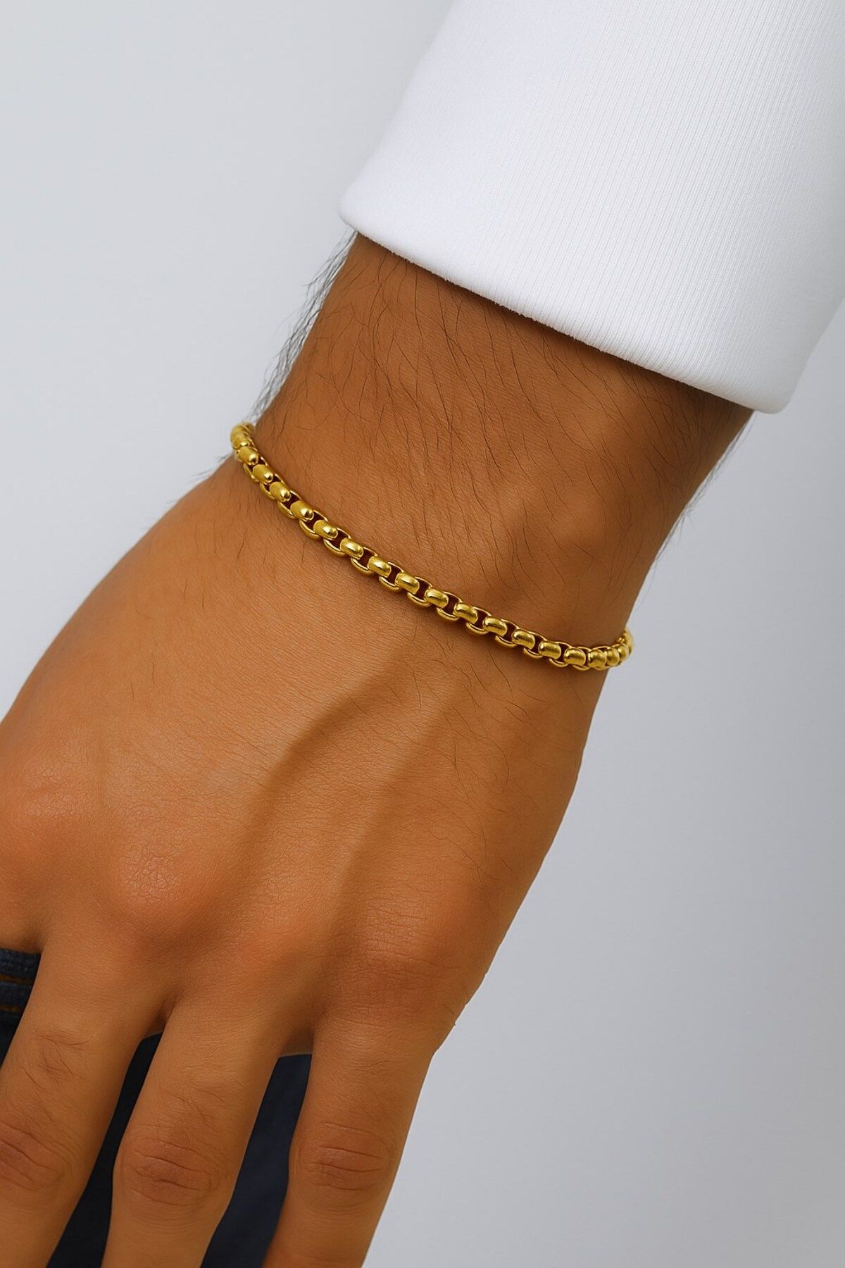 X-Lady Accessories Altın Renk Iç Içe Geçmeli Arnavut Asansör Unisex Erkek Çelik Bileklik - 3380