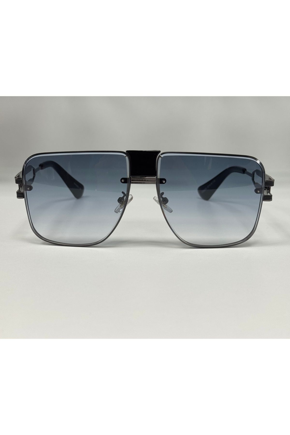 VLDORO Unisex Füme metal kare çift köprülü güneş gözlüğü