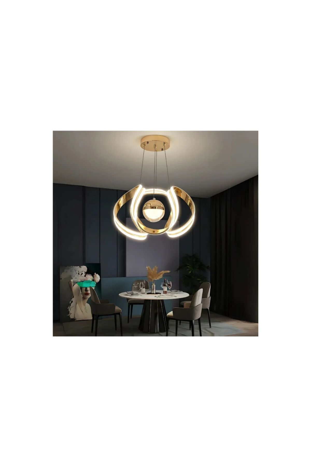 Forever market Olimpus Gold 3 Renk Ledli Modern Özel Tasarım Sarkıt Led Avize