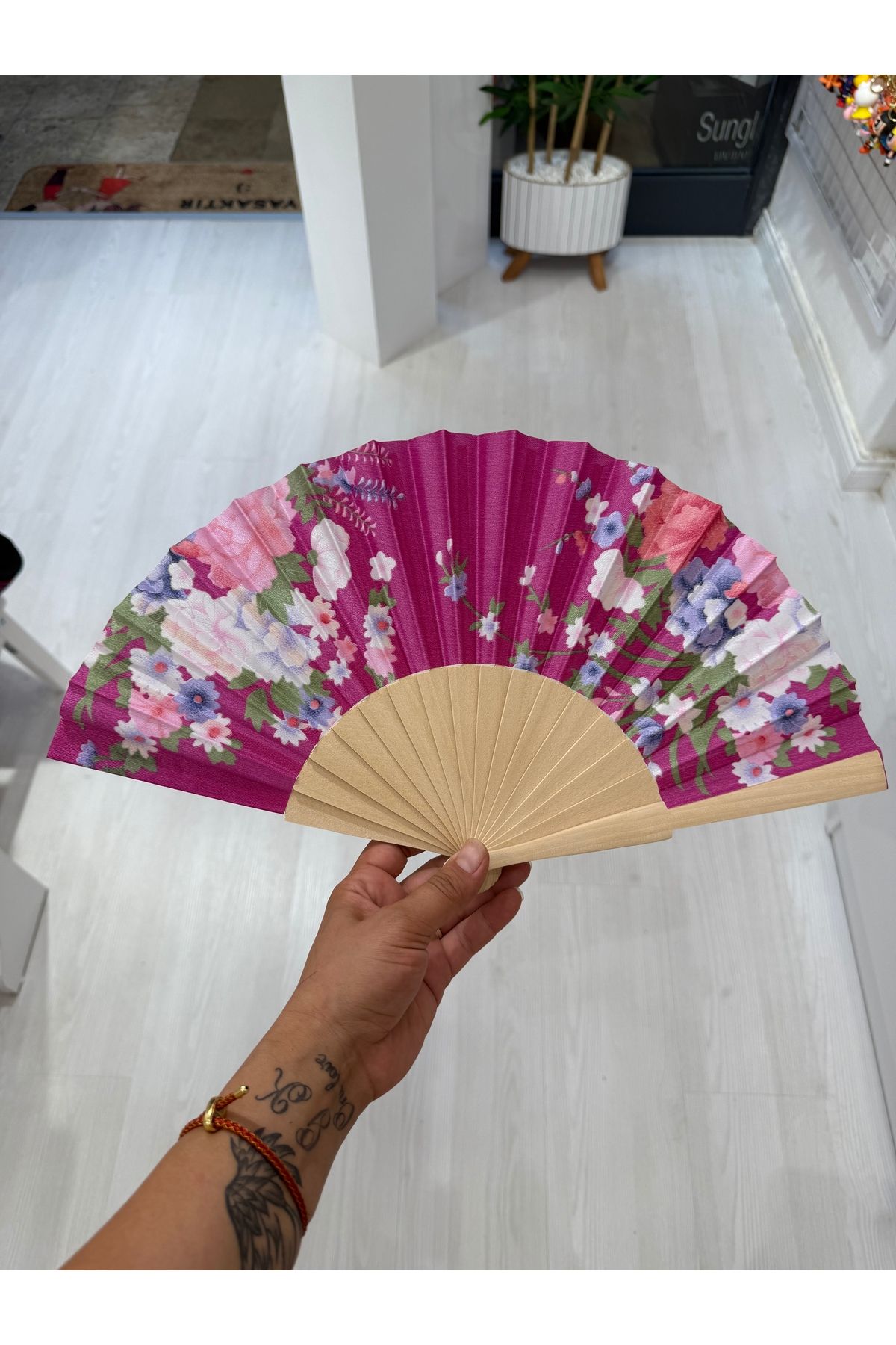 My Violet Accesssories RENKLİ BAMBU YELPAZE