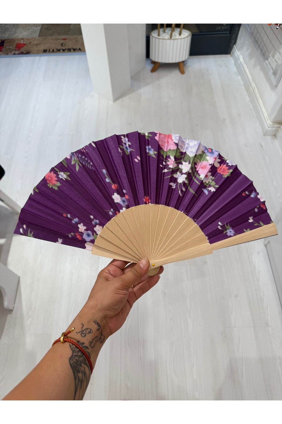 My Violet Accesssories RENKLİ BAMBU YELPAZE
