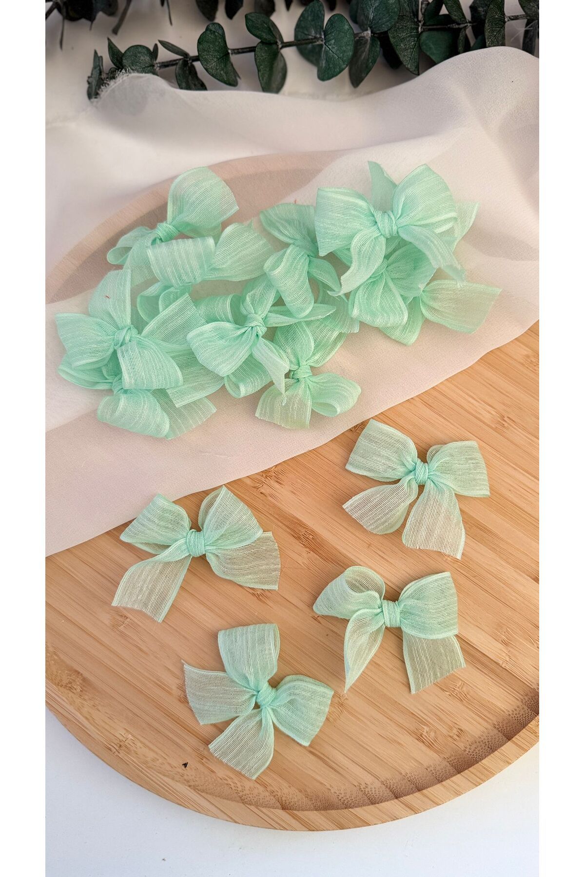 LAYLAEVENTS Keten Kurdele Hazır Fiyonk -25 Adet- mint yeşili