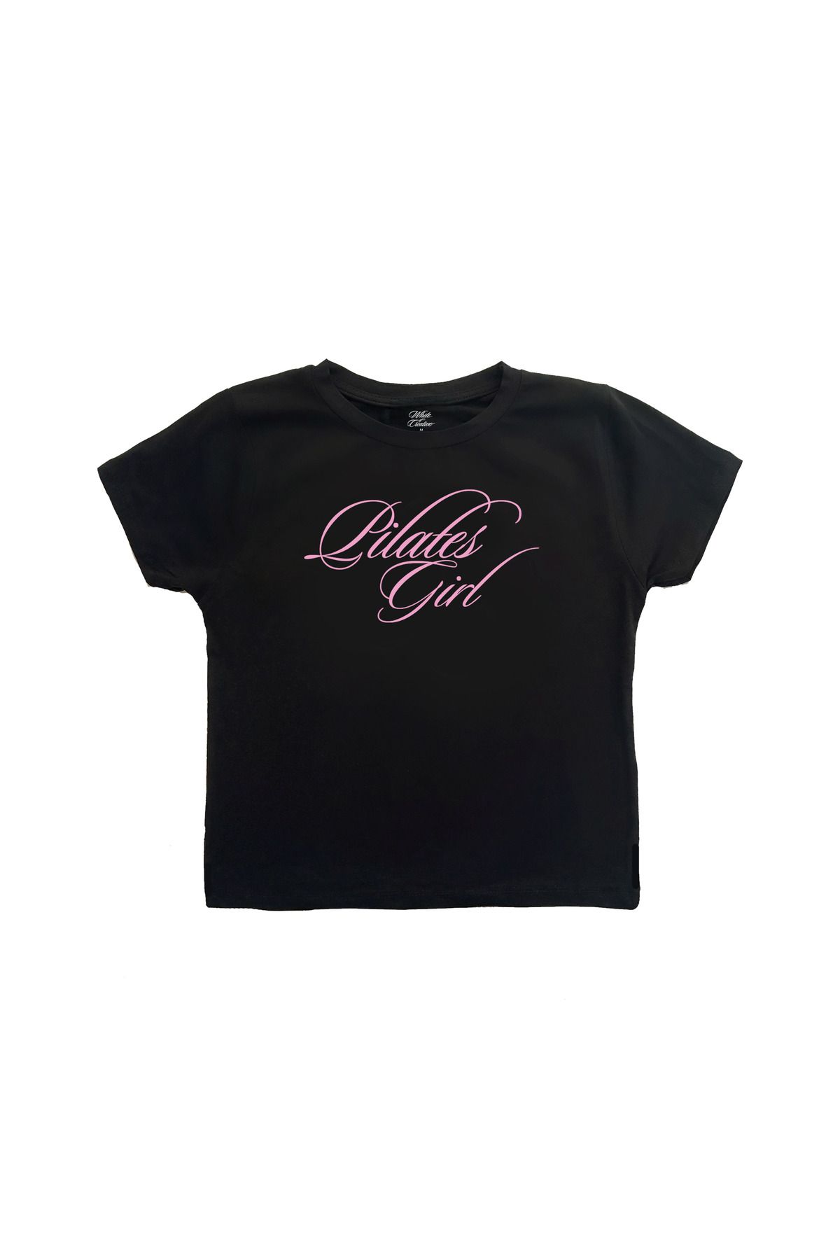 WHITE OF CREATIVE Pilates Girl Baby Tee Crop Top
