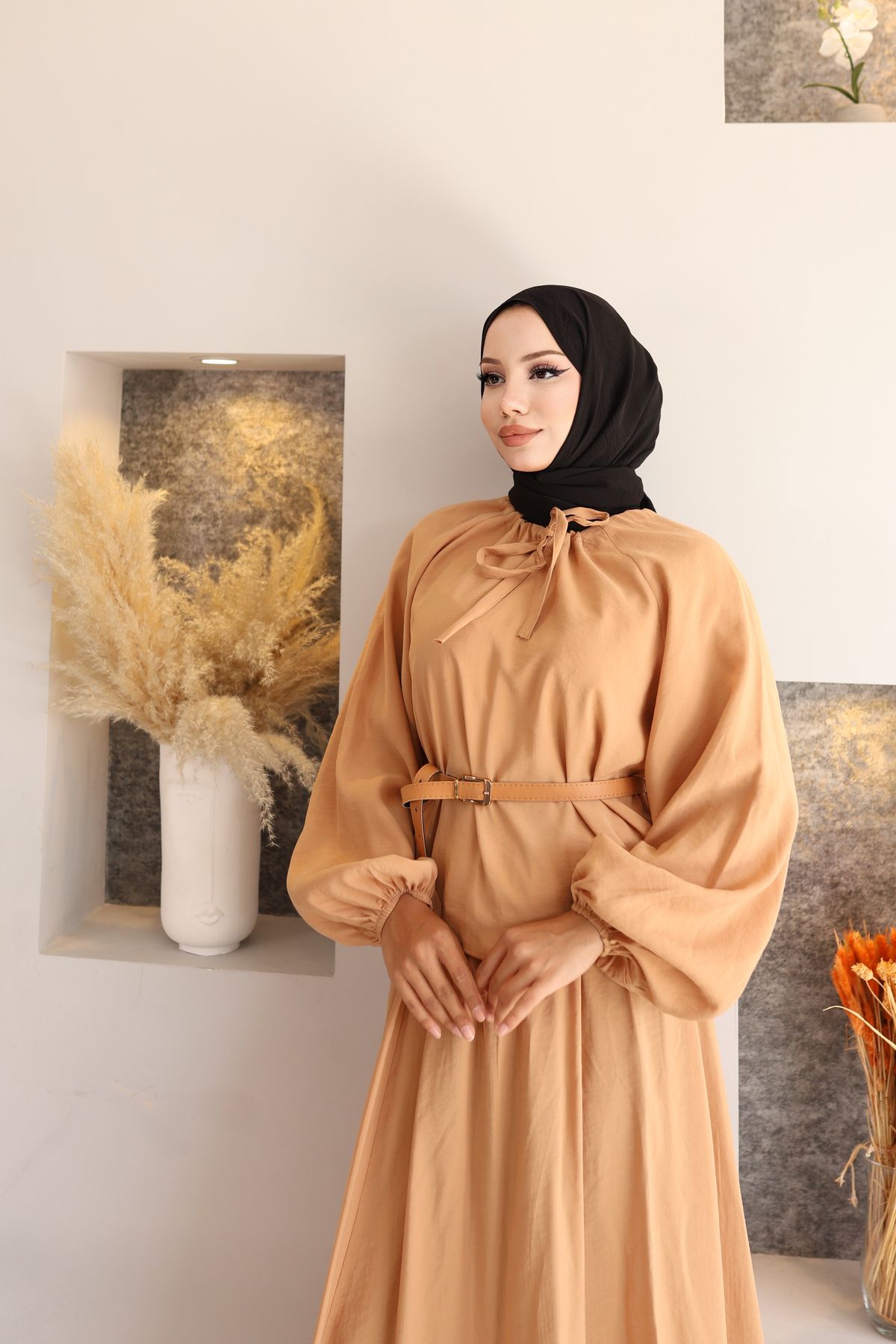Butik Kemerli Elegan Etek Gömlek