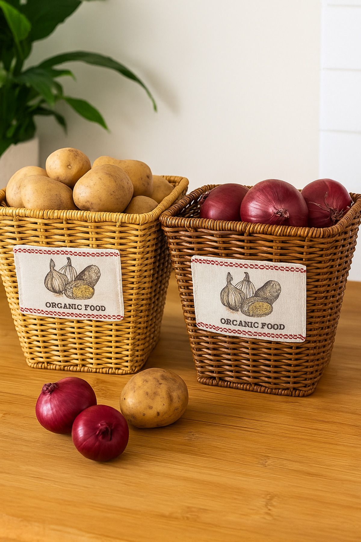 Pembishayatlar Rattan Çok Amaçlı Kapaklı Patates / Soğanlık