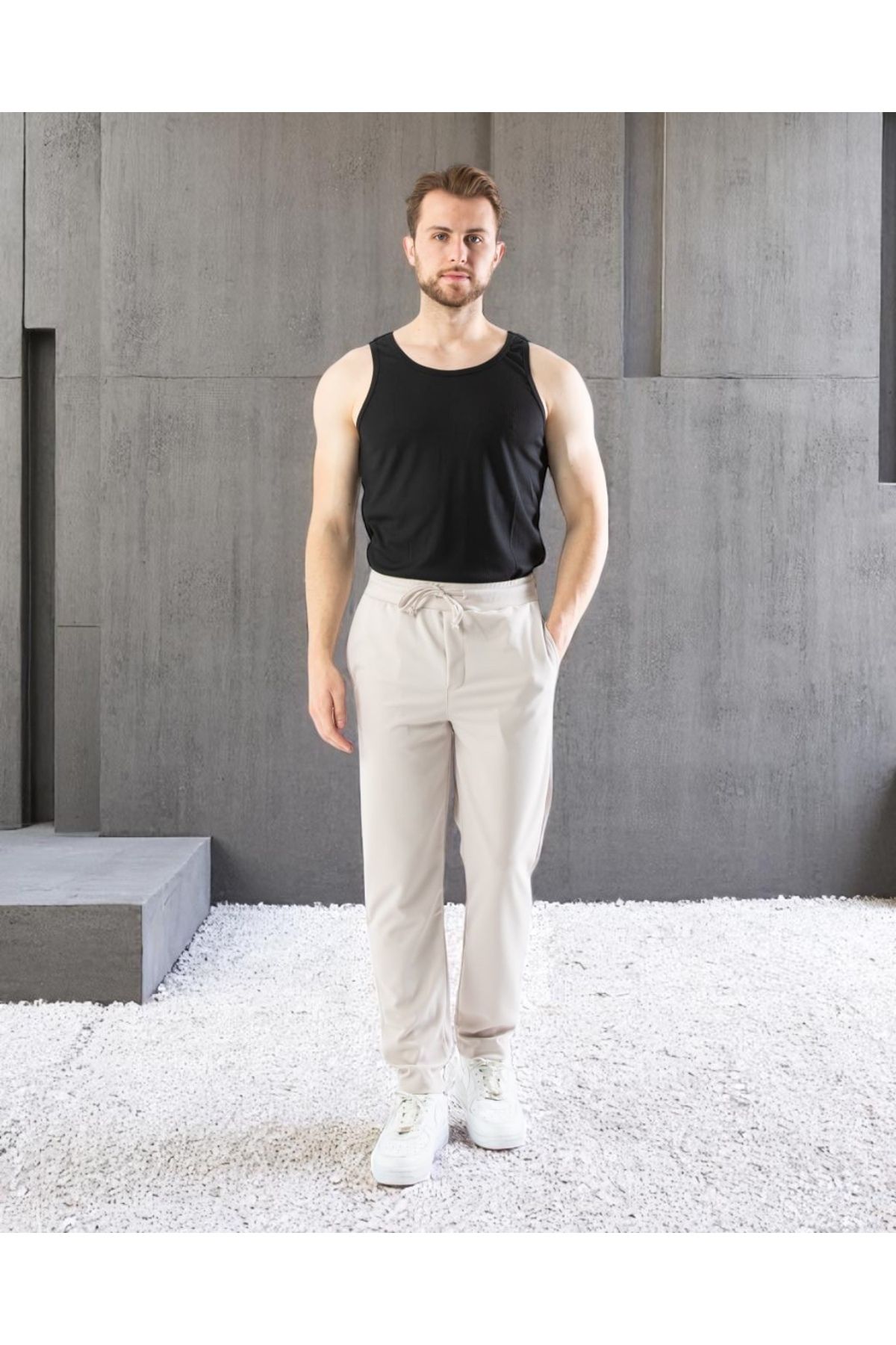VOGUEMET Erkek Slim Fit Jogger Pantolon | Bağcıklı Cepli Bilek Boy Rahat Kalıp |