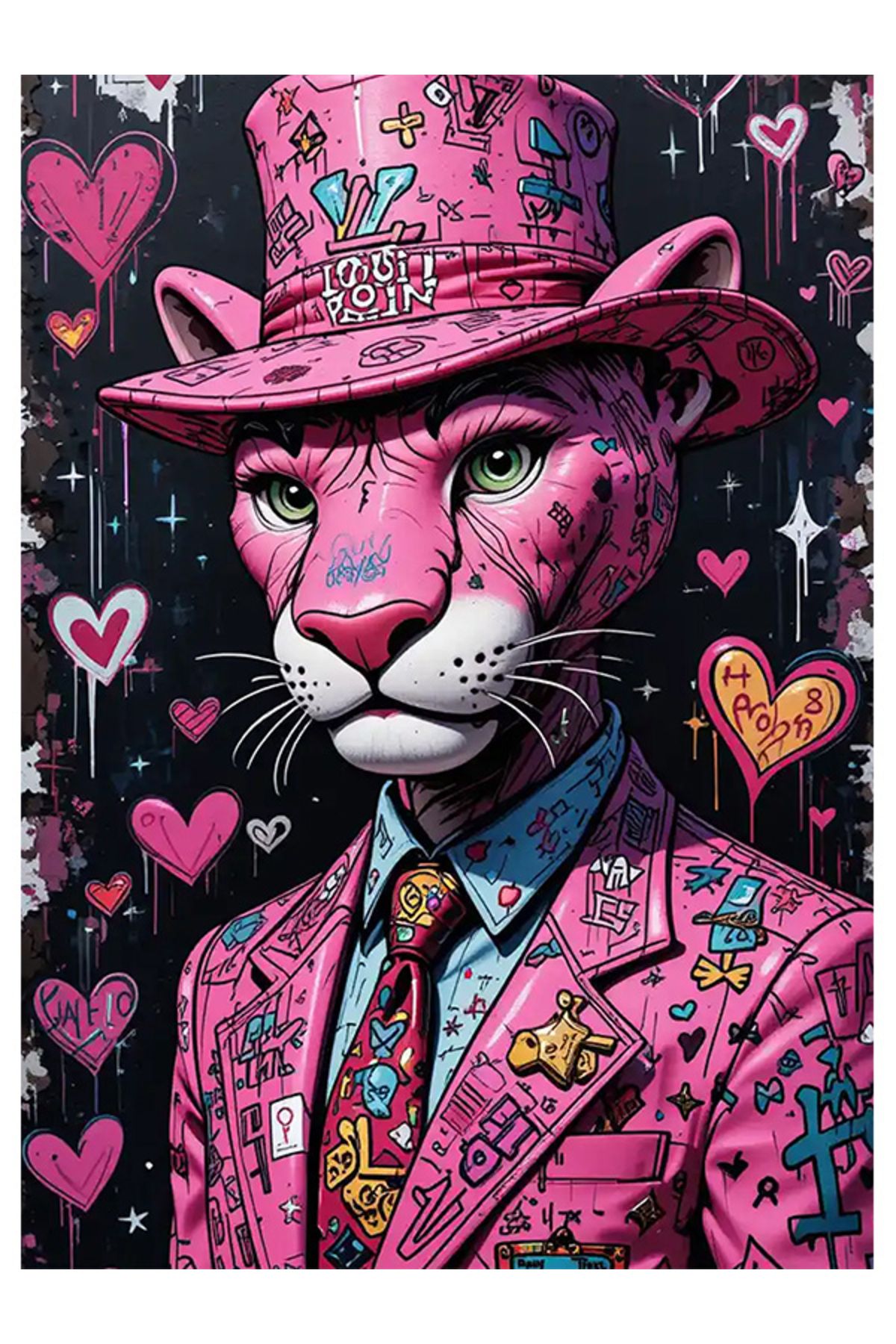 Bedeko Pembe Panter Ahşap Tablo