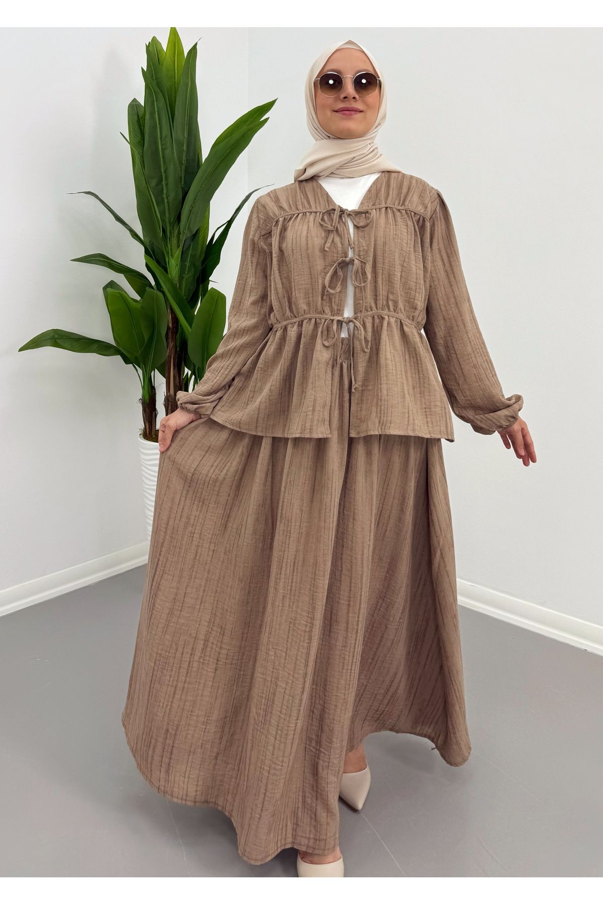 VOLT CLOTHİNG Premium Keten Astarlı Etekli Takım