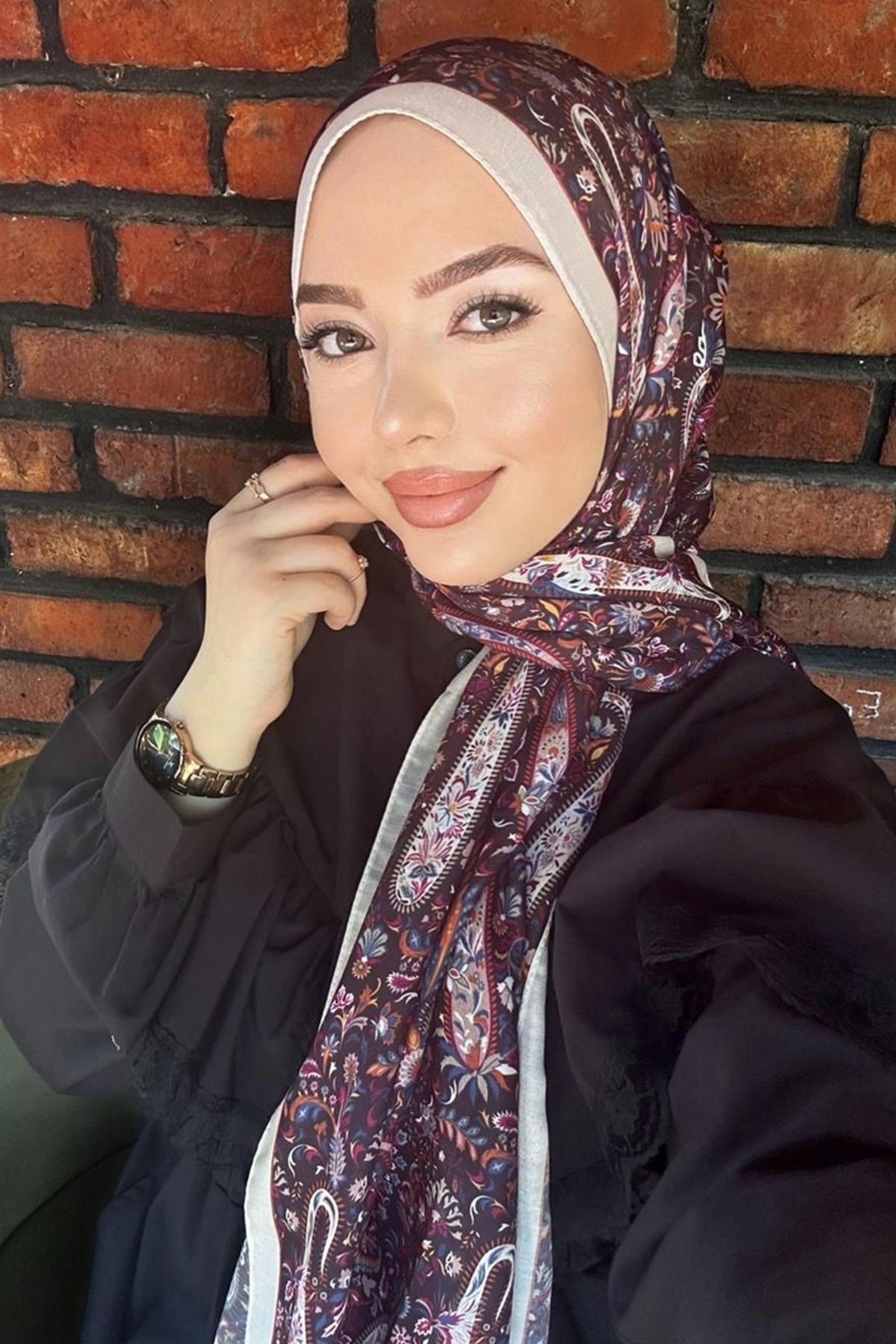 ABRATO Renkli Desenli Soft Şal Serisi 703ART1138 Lila&Taş