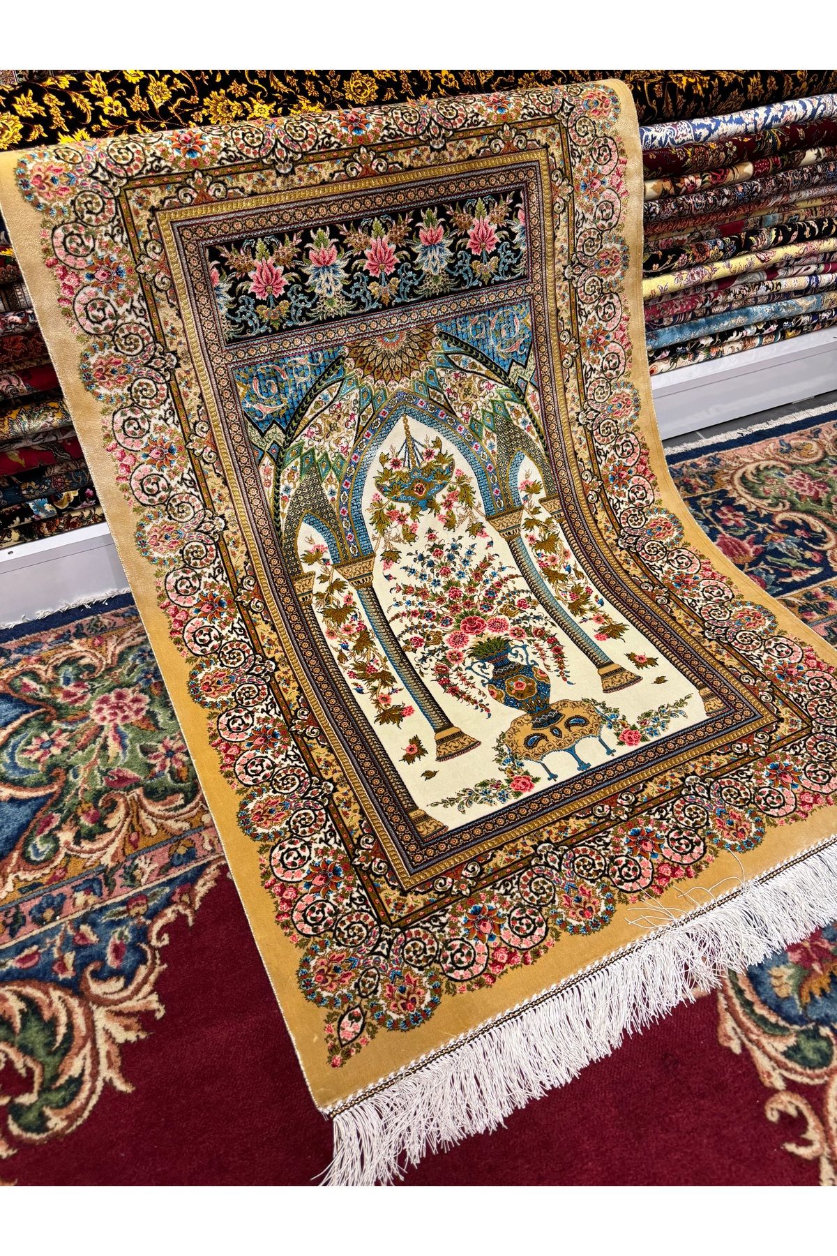 HSD Özel Tasarım İran Saf İpek Seccade Halı