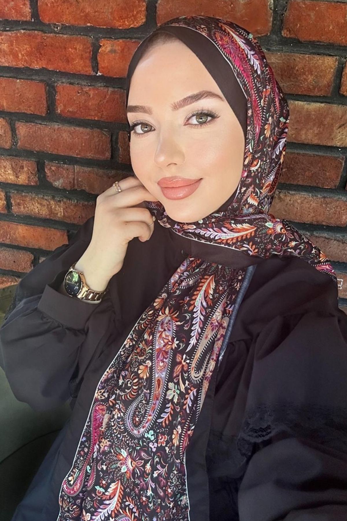 ABRATO Renkli Desenli Soft Şal Serisi 703ART1138 Fuşya&Siyah