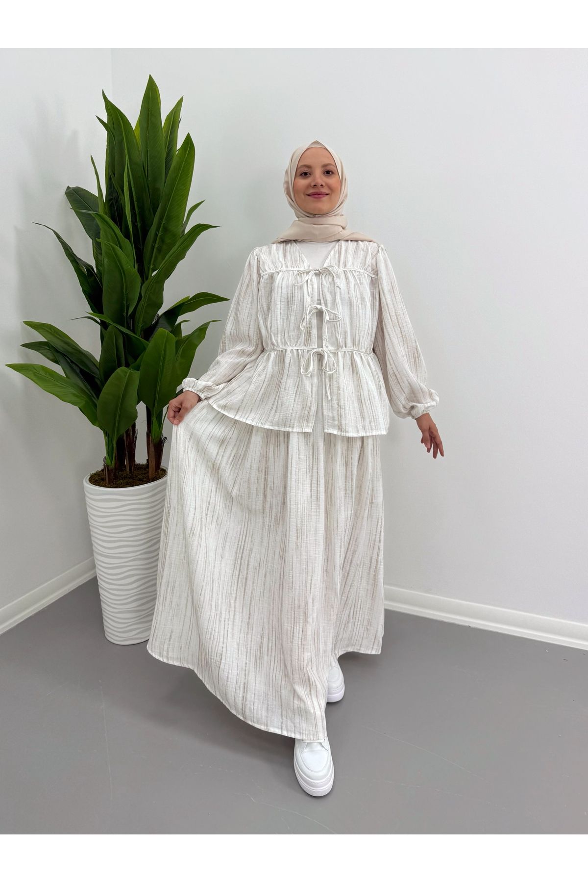 VOLT CLOTHİNG Premium Keten Astarlı Etekli Takım